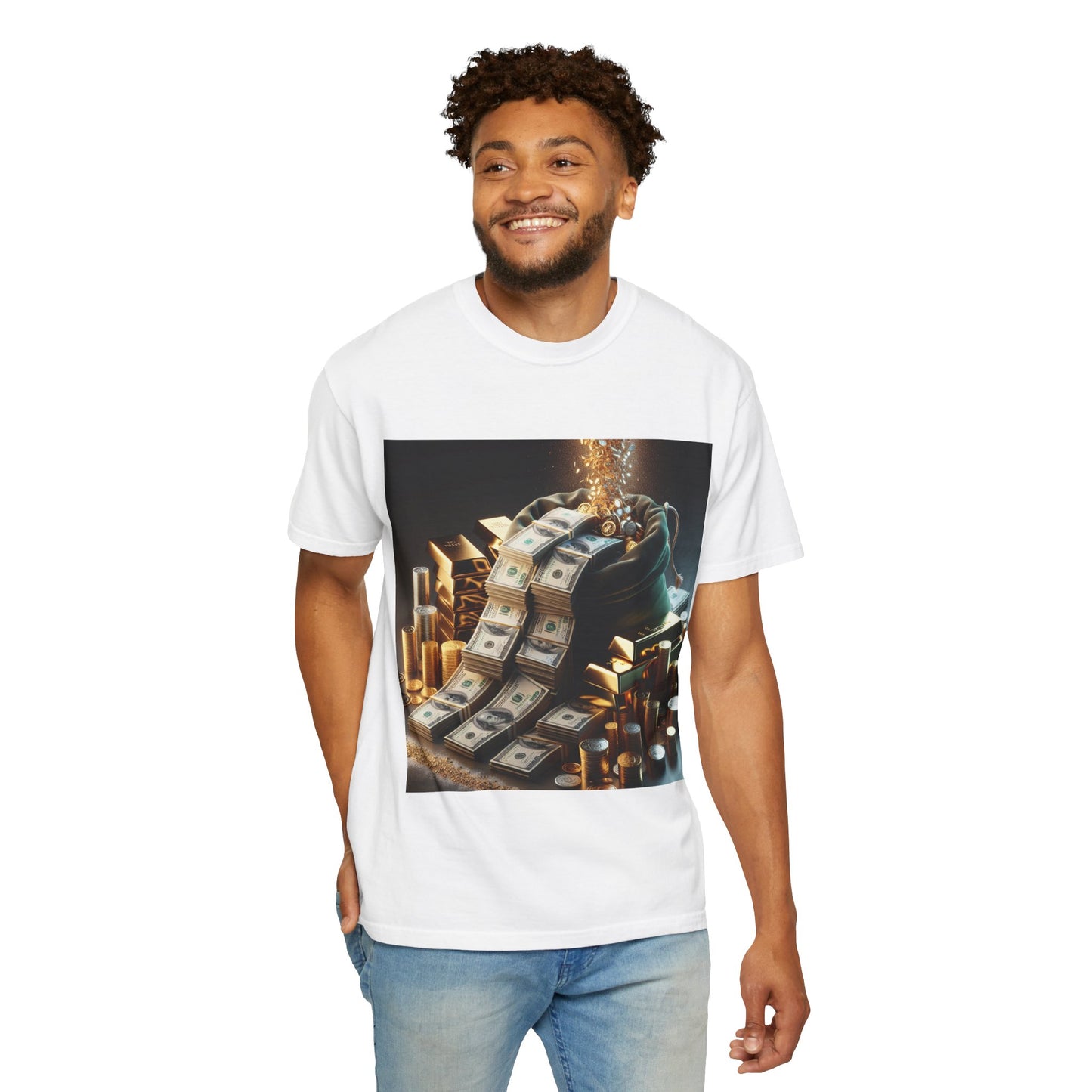 Stylish Money-Themed Unisex Garment-Dyed T-Shirt