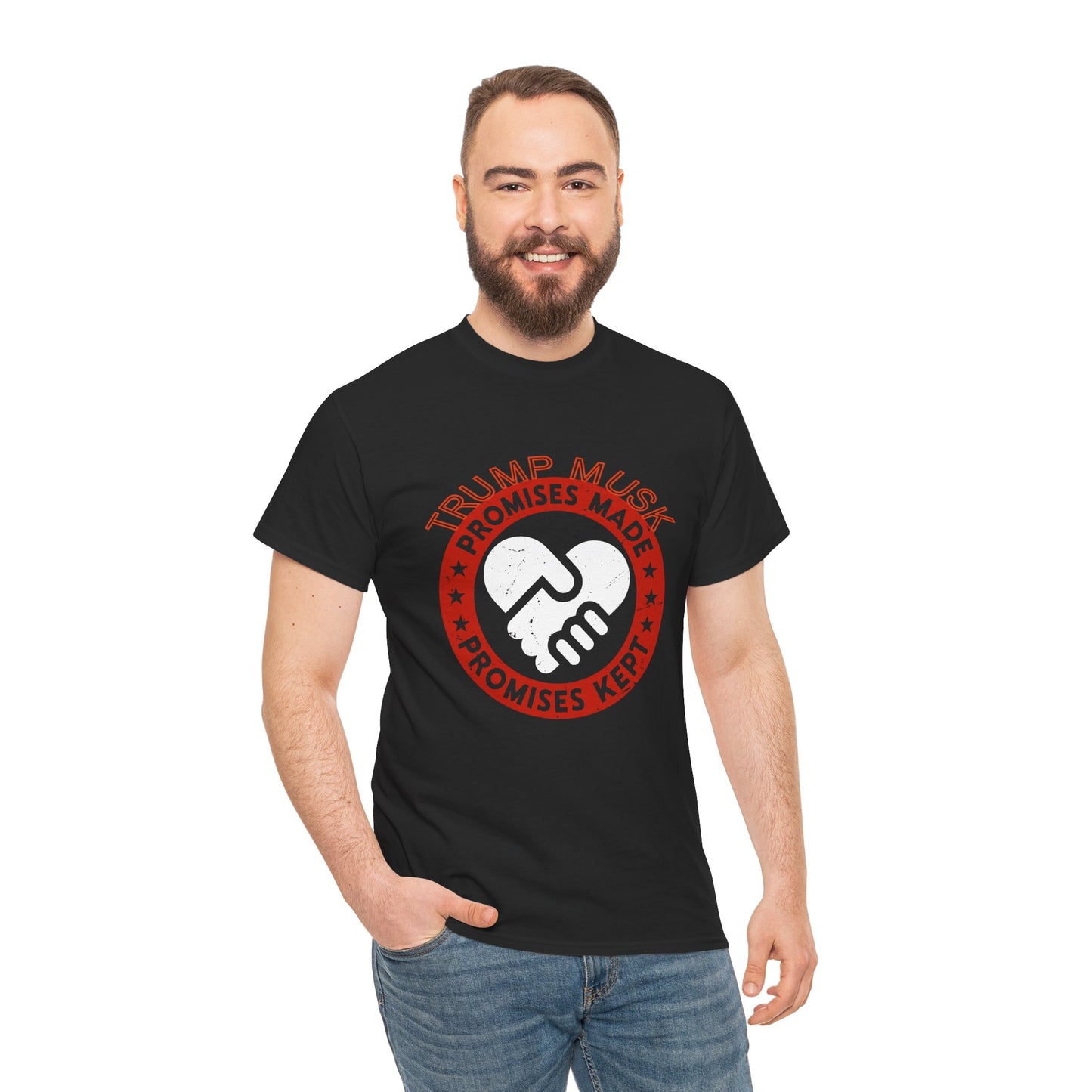 Trump Musk Promises Made Promises Kept -Unisex Heavy Cotton Tee