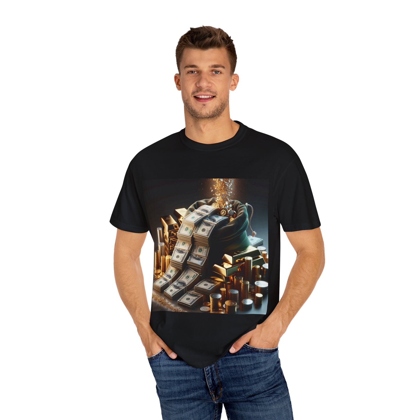 Stylish Money-Themed Unisex Garment-Dyed T-Shirt