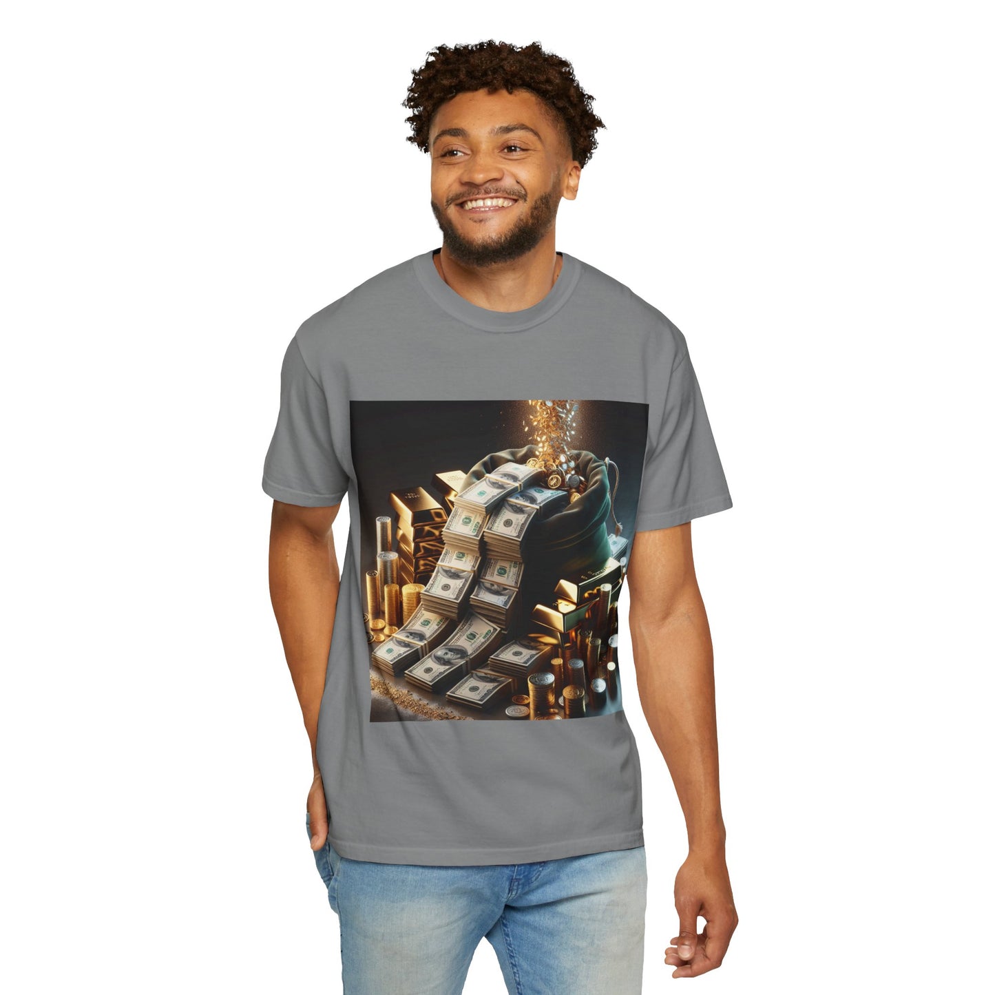 Stylish Money-Themed Unisex Garment-Dyed T-Shirt