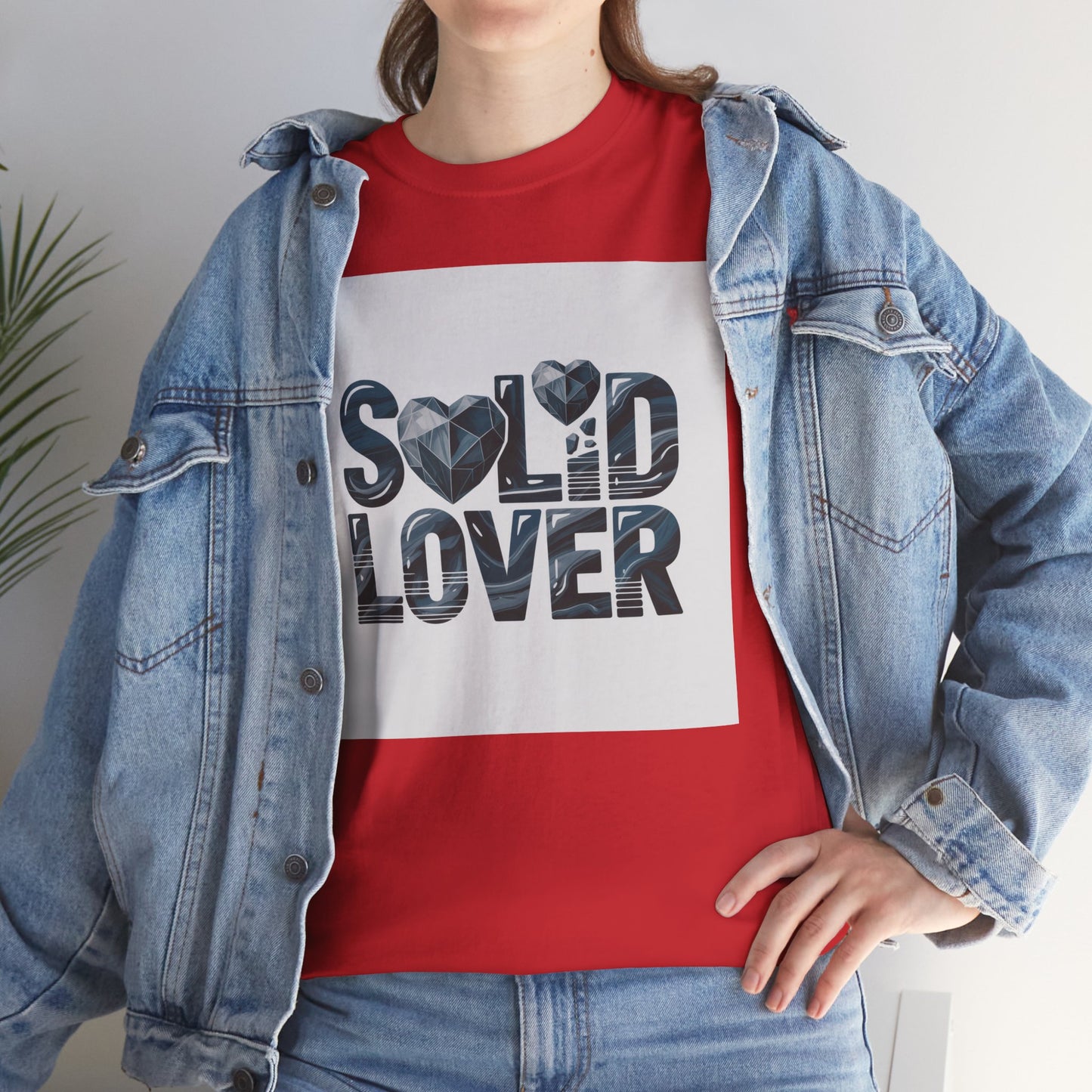 Solid Lover T‑Shirt — Bold Heart Typography Tee for Couples & Romance