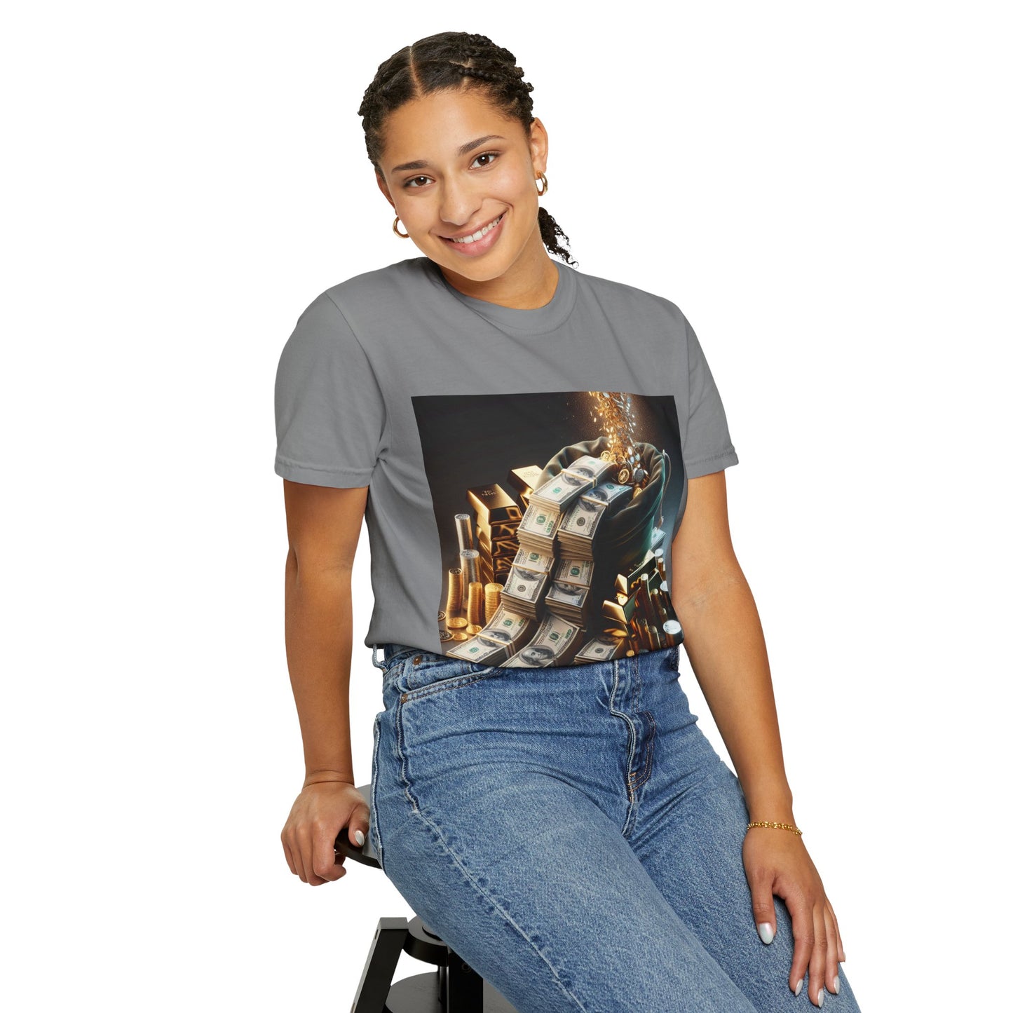 Stylish Money-Themed Unisex Garment-Dyed T-Shirt