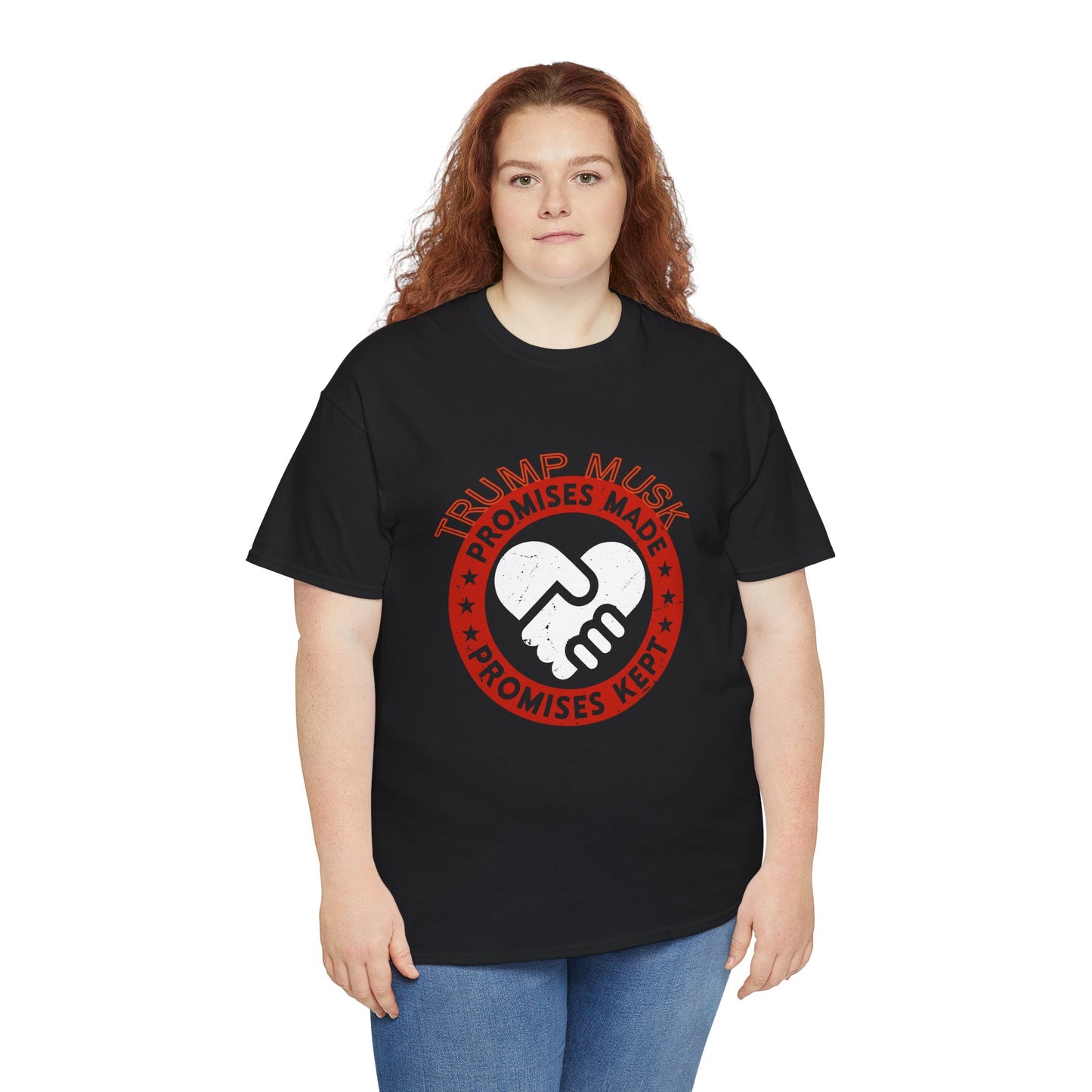 Trump Musk Promises Made Promises Kept -Unisex Heavy Cotton Tee