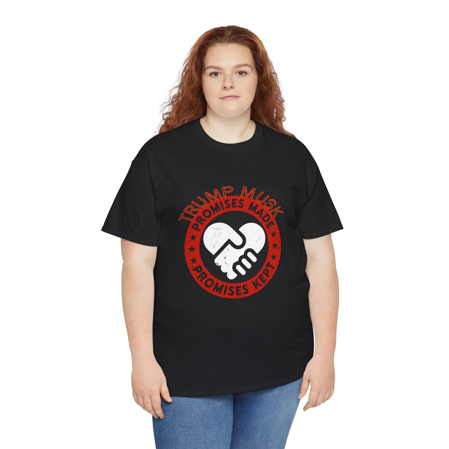 Trump Musk Promises Made Promises Kept -Unisex Heavy Cotton Tee Printify
