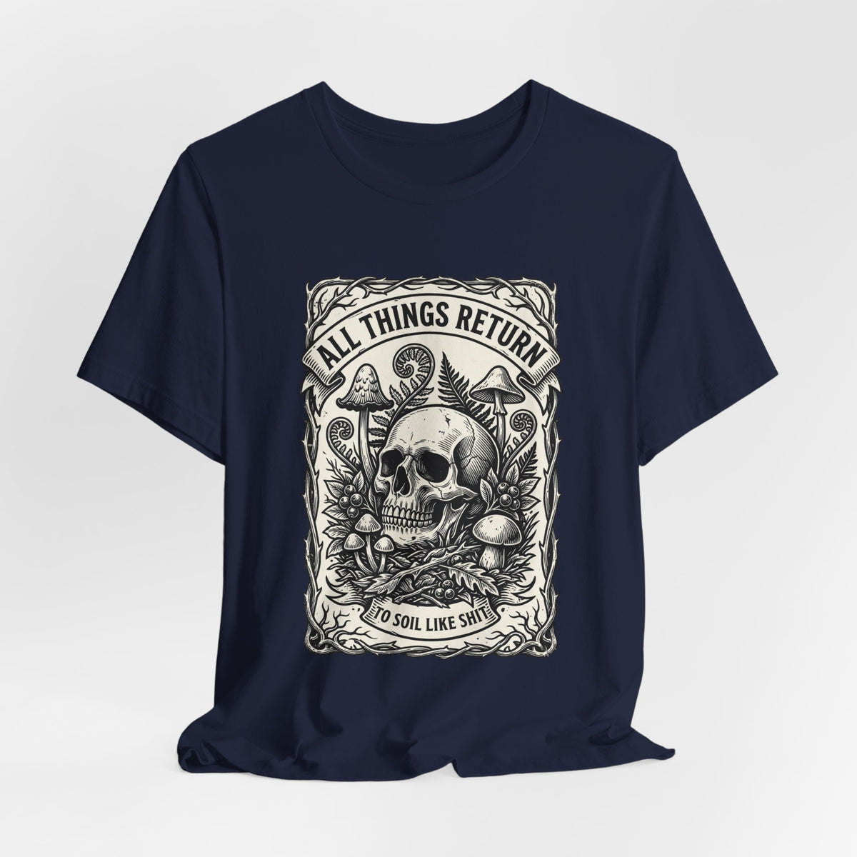 All Things Return skull mushroom botanical tee | Gothic botanicals