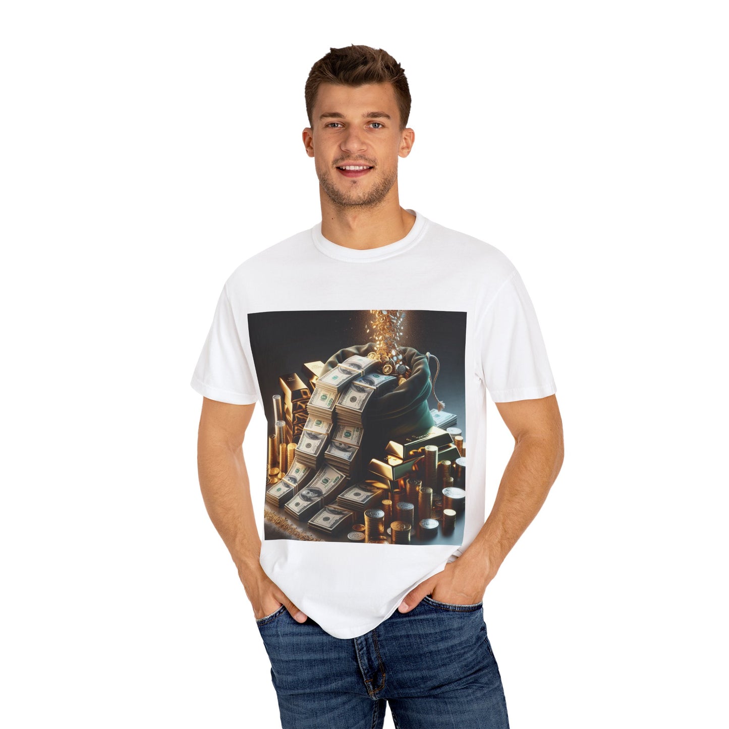 Stylish Money-Themed Unisex Garment-Dyed T-Shirt
