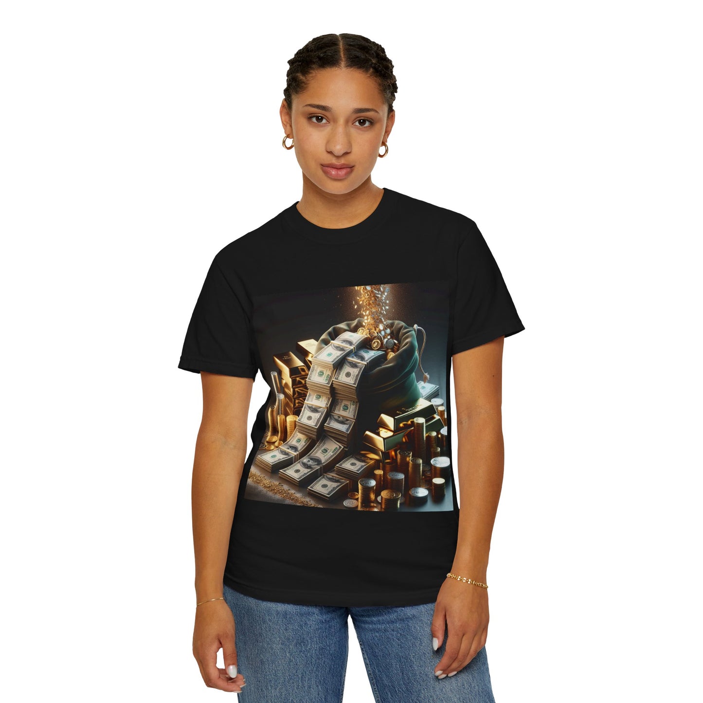 Stylish Money-Themed Unisex Garment-Dyed T-Shirt