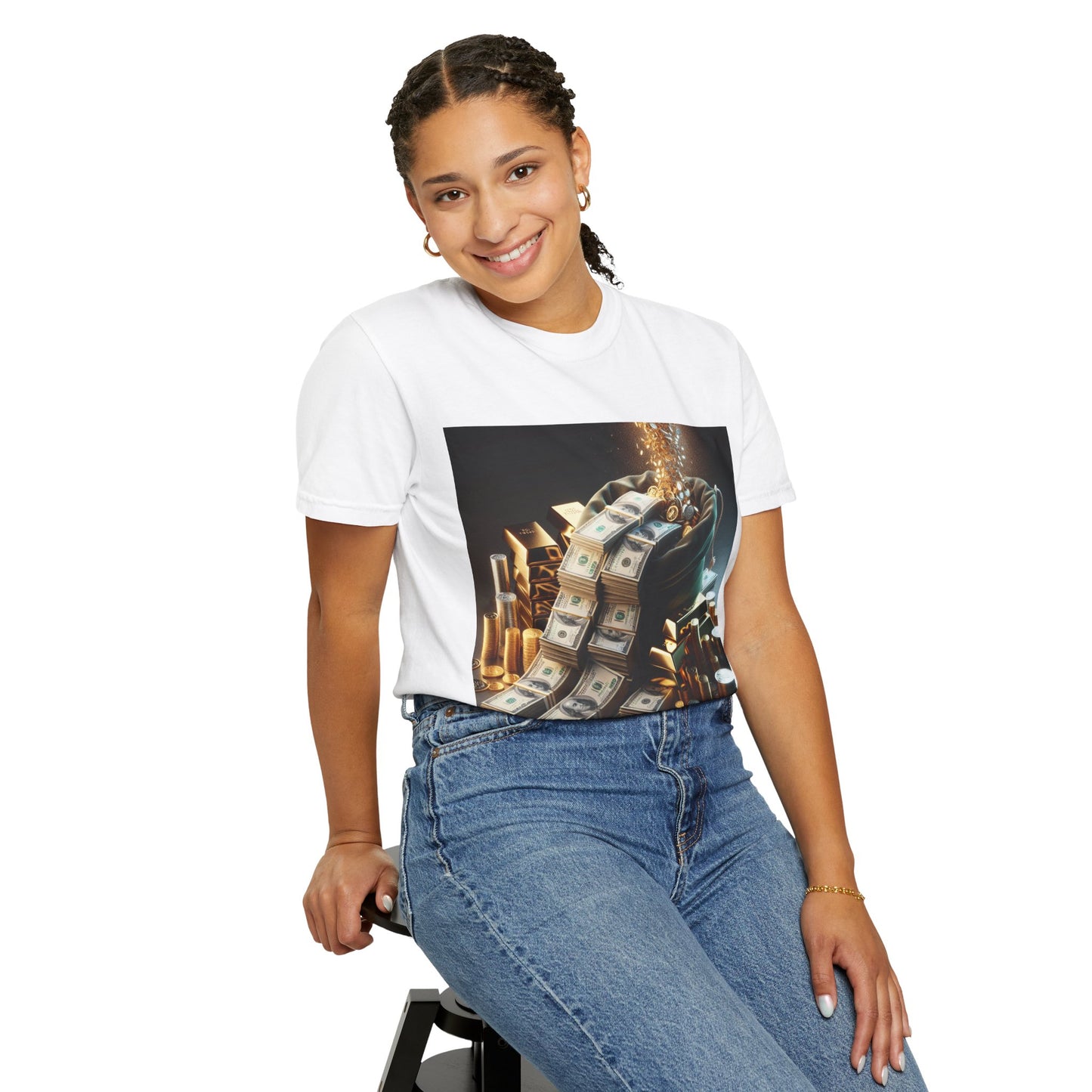 Stylish Money-Themed Unisex Garment-Dyed T-Shirt