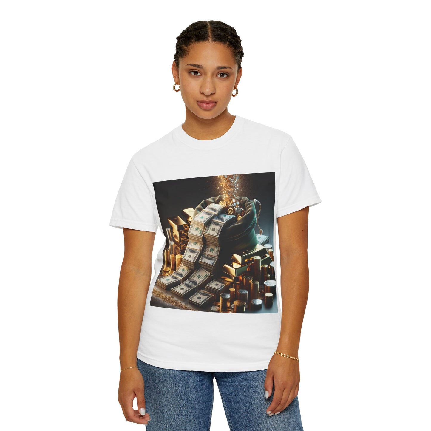 Stylish Money-Themed Unisex Garment-Dyed T-Shirt