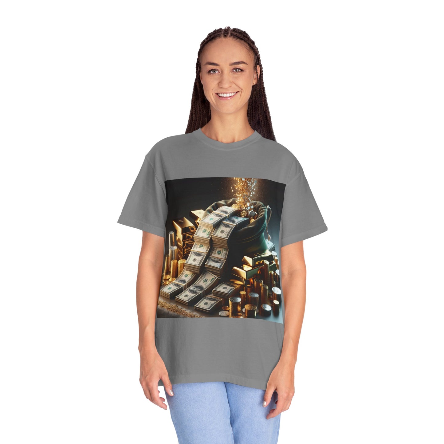 Stylish Money-Themed Unisex Garment-Dyed T-Shirt