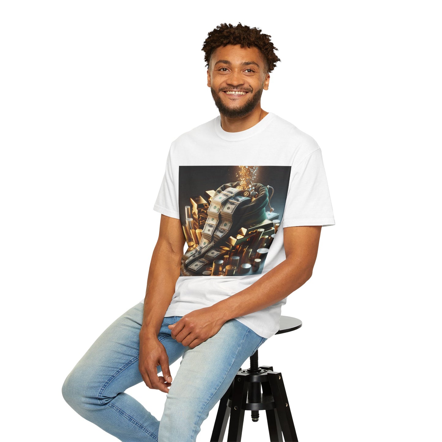 Stylish Money-Themed Unisex Garment-Dyed T-Shirt