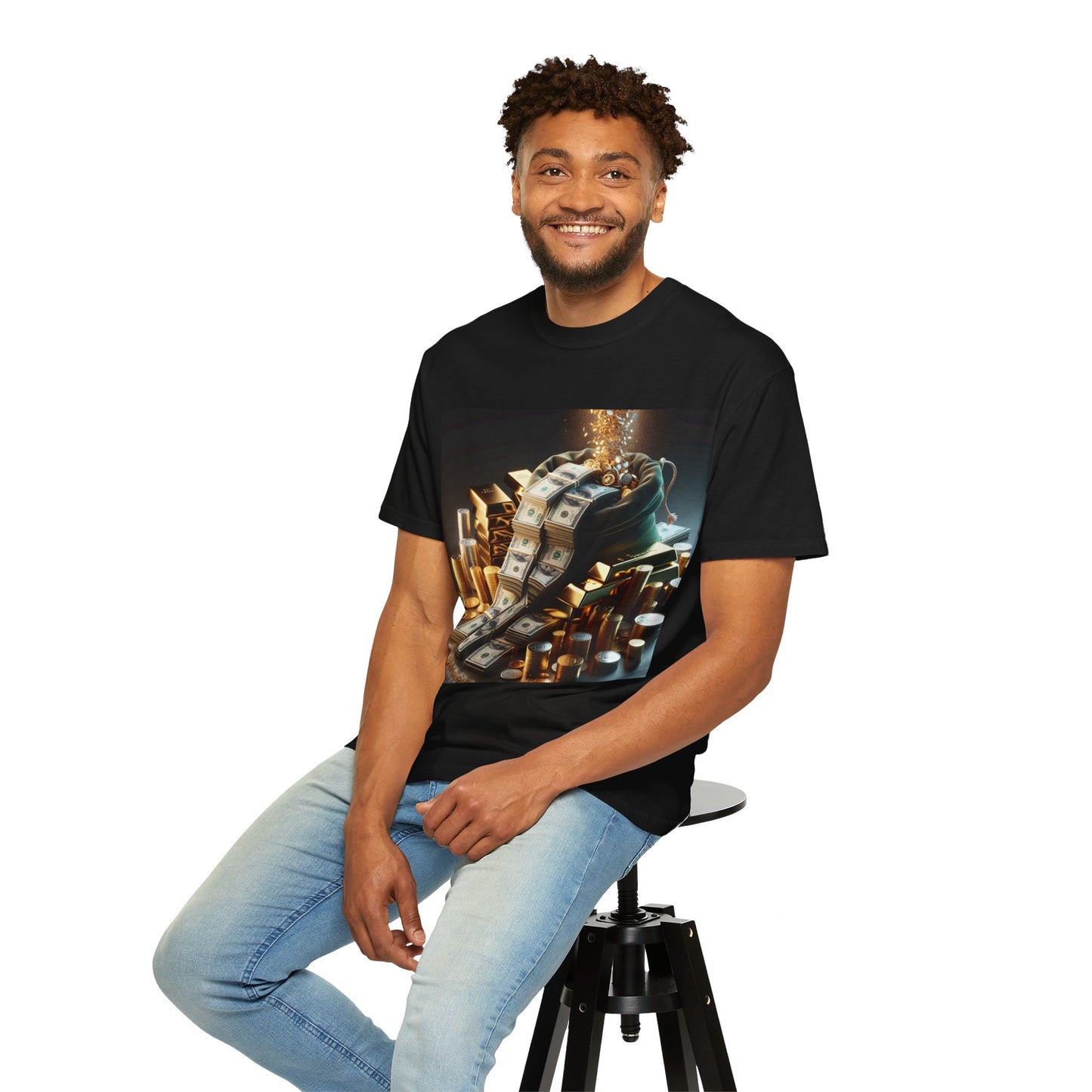 Stylish Money-Themed Unisex Garment-Dyed T-Shirt