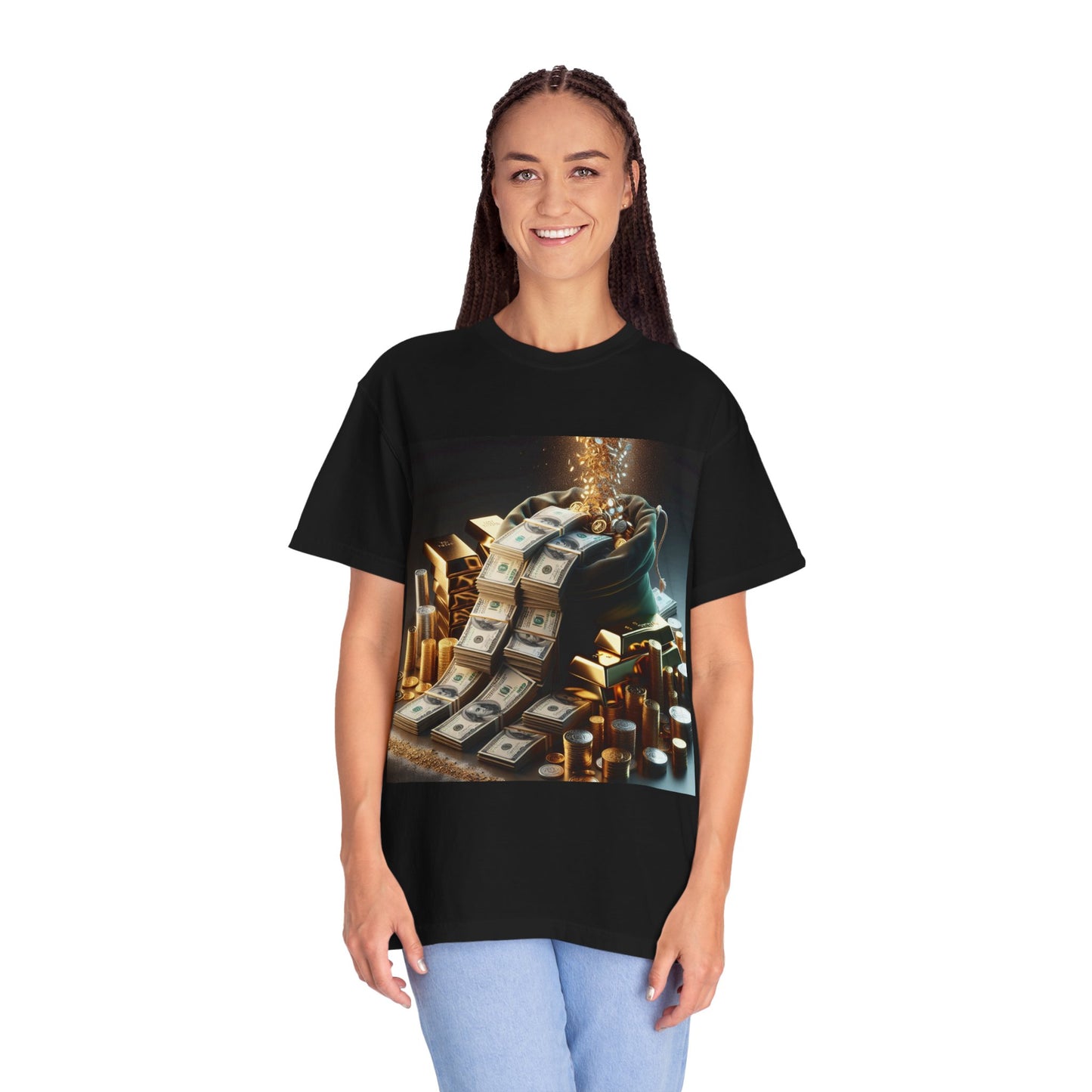 Stylish Money-Themed Unisex Garment-Dyed T-Shirt
