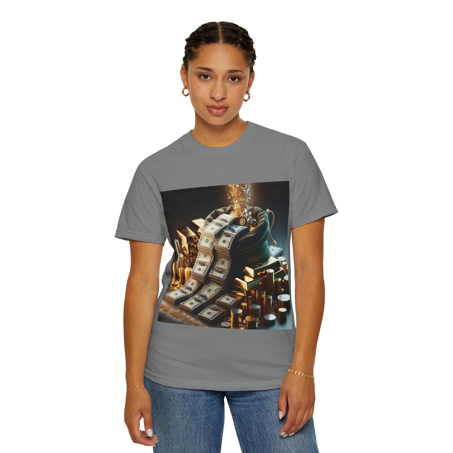 Stylish Money-Themed Unisex Garment-Dyed T-Shirt