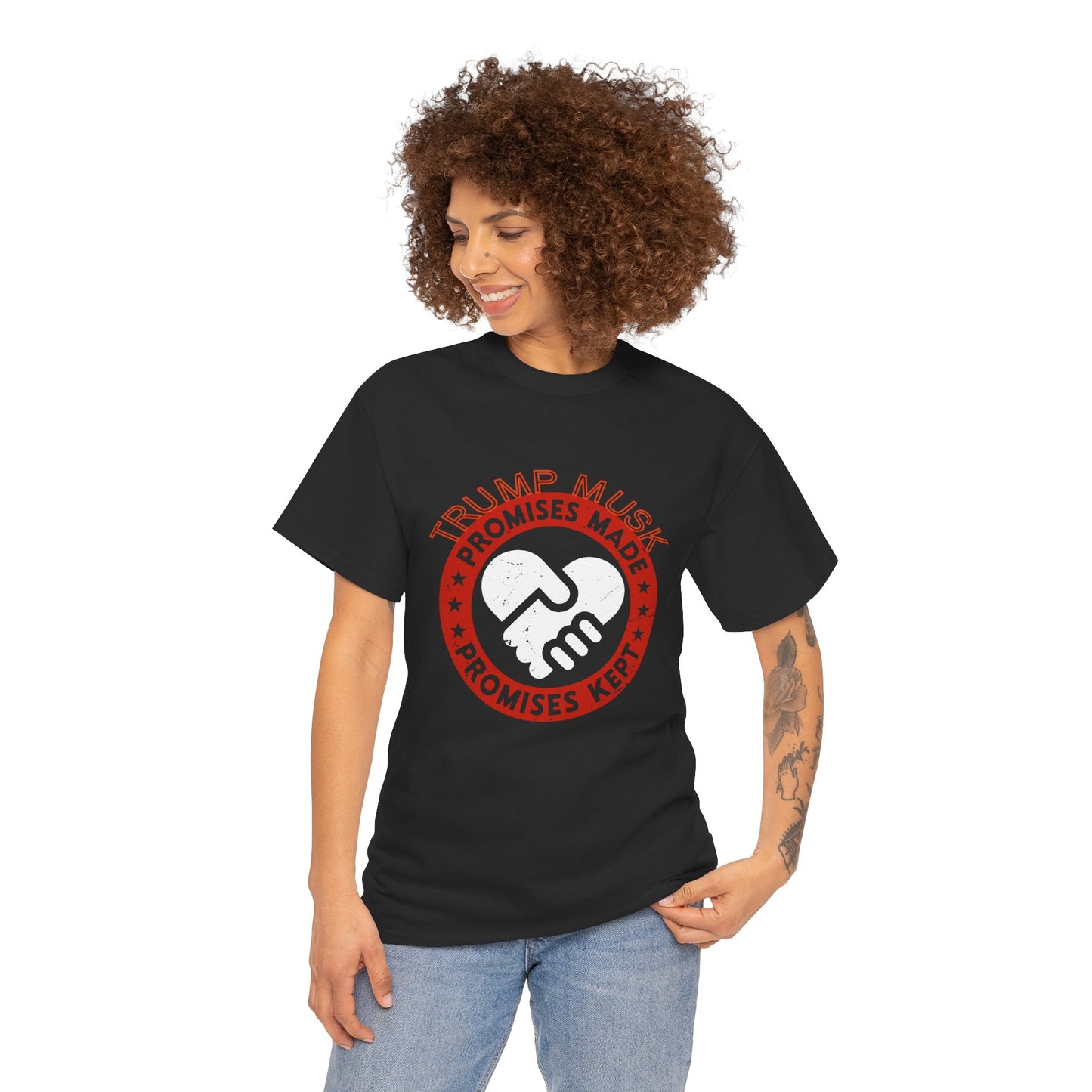 Trump Musk Promises Made Promises Kept -Unisex Heavy Cotton Tee