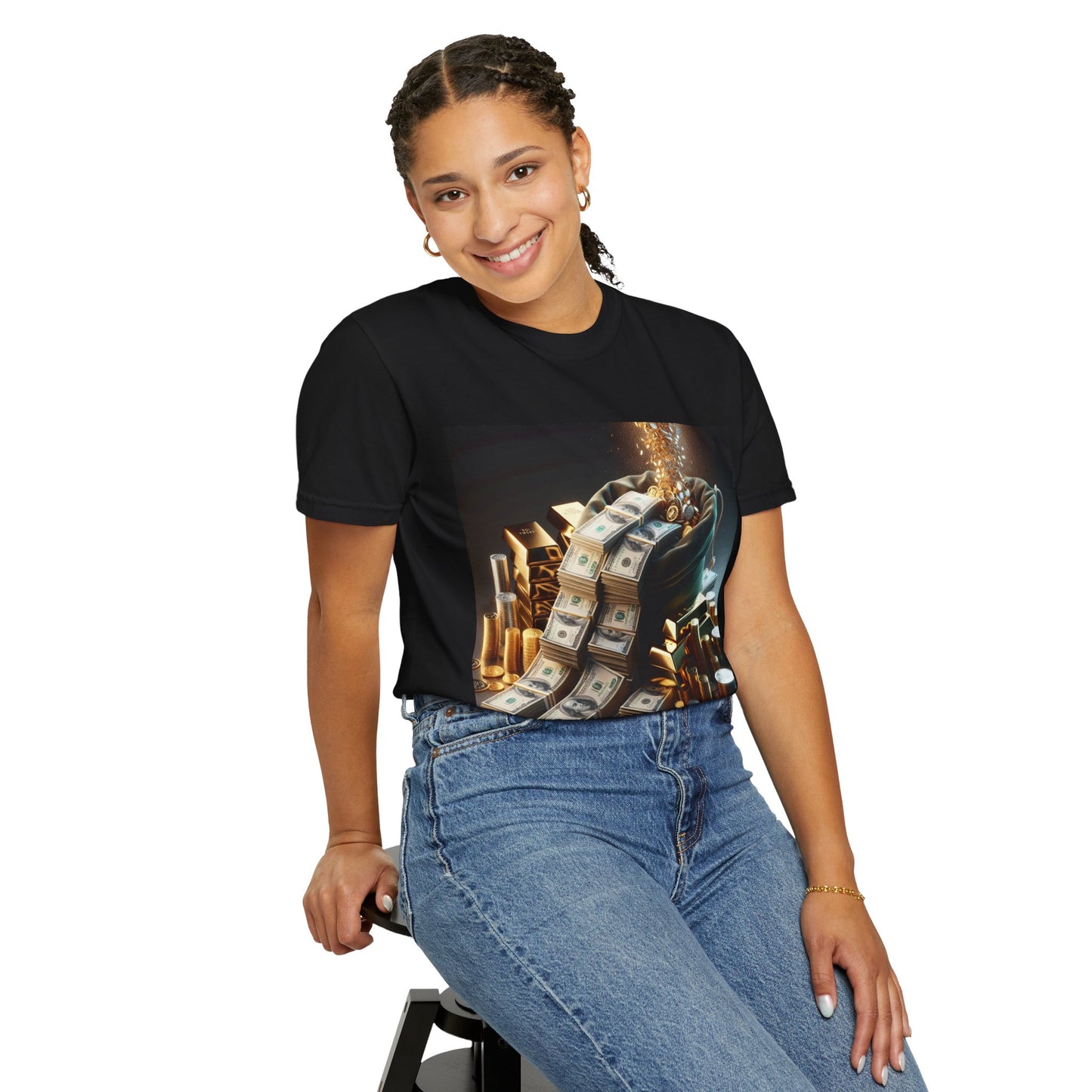 Stylish Money-Themed Unisex Garment-Dyed T-Shirt