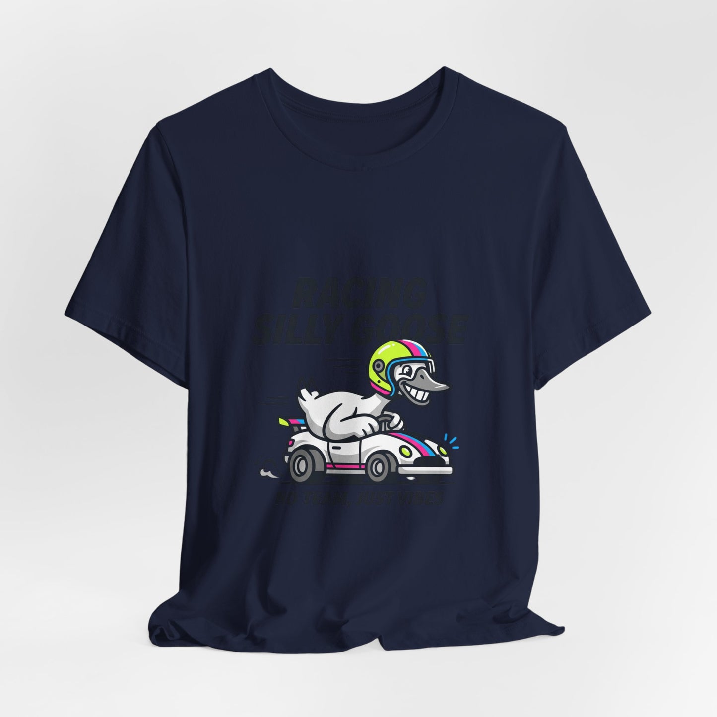Racing Silly Goose Tee | motorsport parody, checkered race day humor