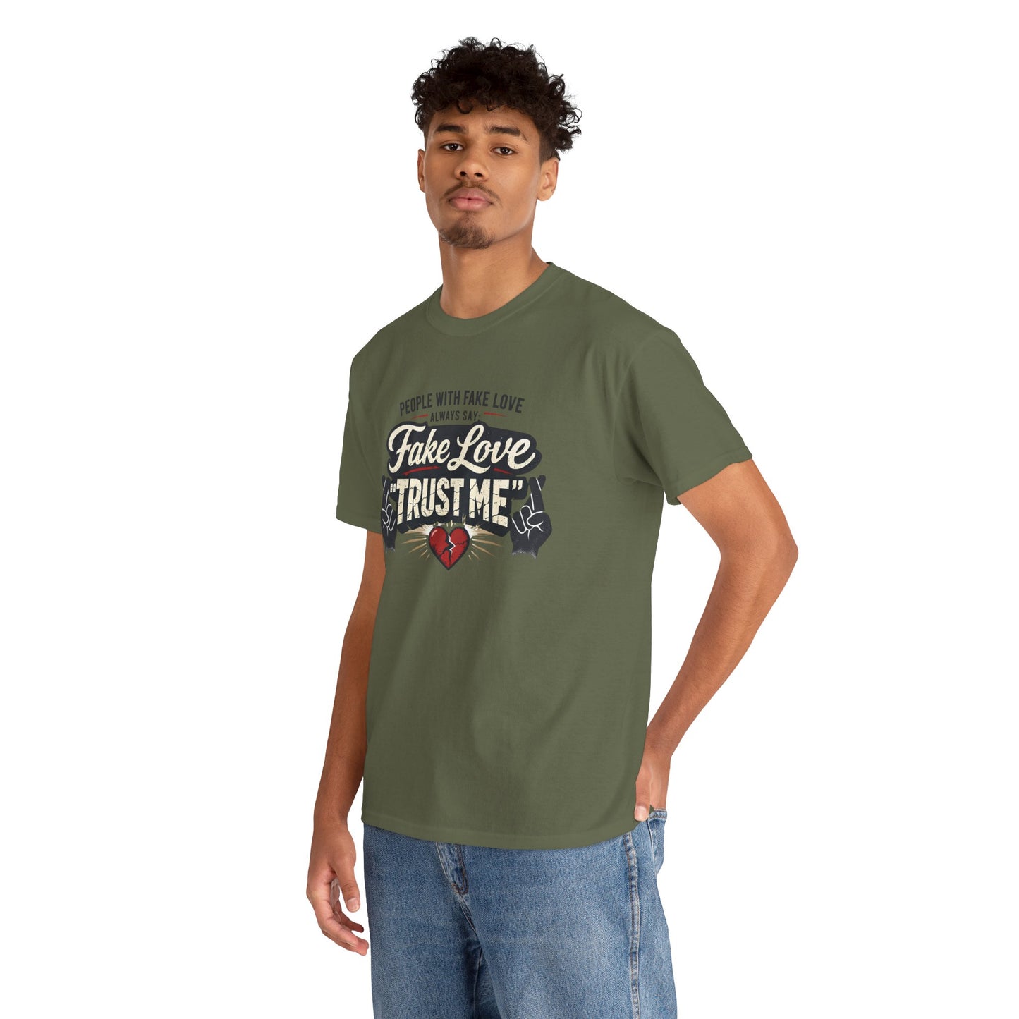 Fake Love Trust Me T-Shirt – Vintage Tattoo Heart Graphic Tee