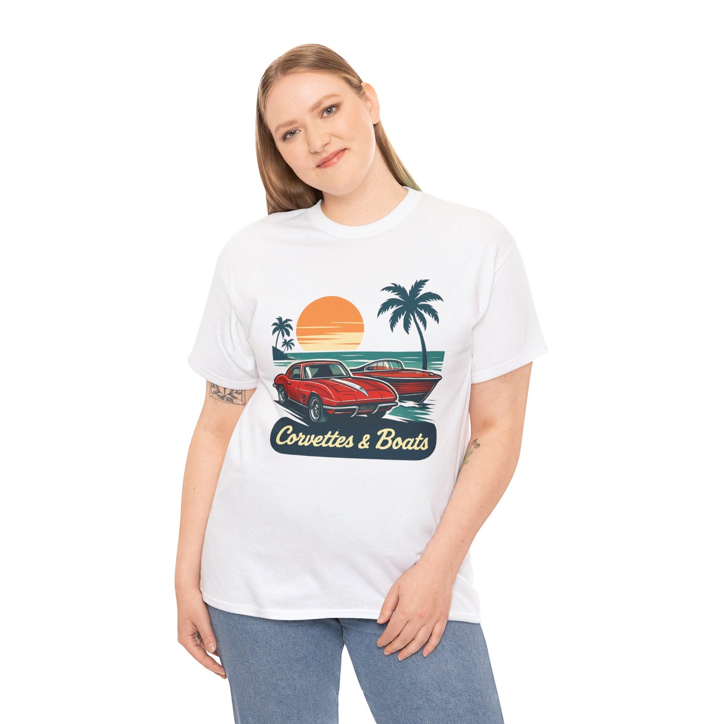 Corvettes & Boats Retro Sunset T‑Shirt