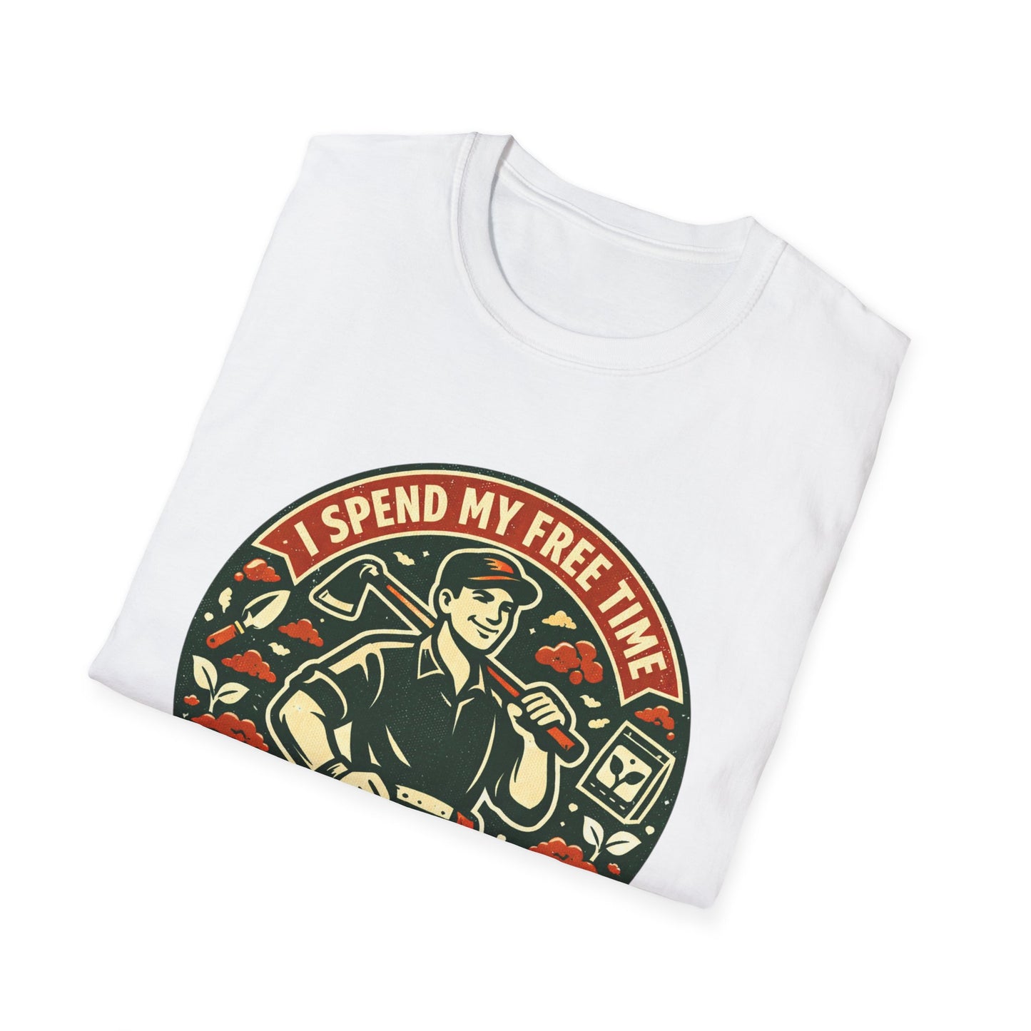 Gardener T-Shirt — “I Spend My Free Time With Hoes & Dirt Bags” Retro Gardening Tee