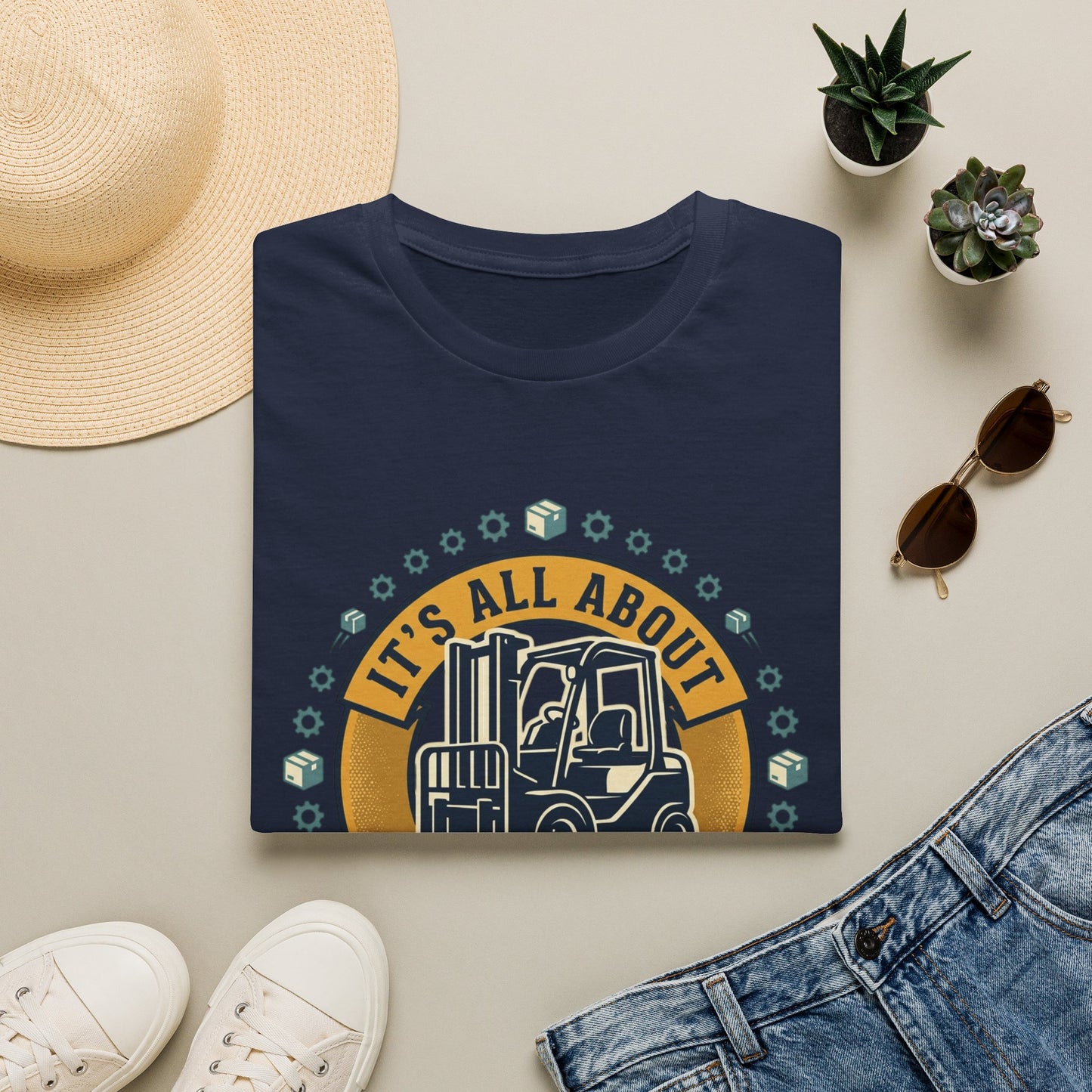 Moving Company T-Shirt — "It's All About Moving Units" Forklift Logo