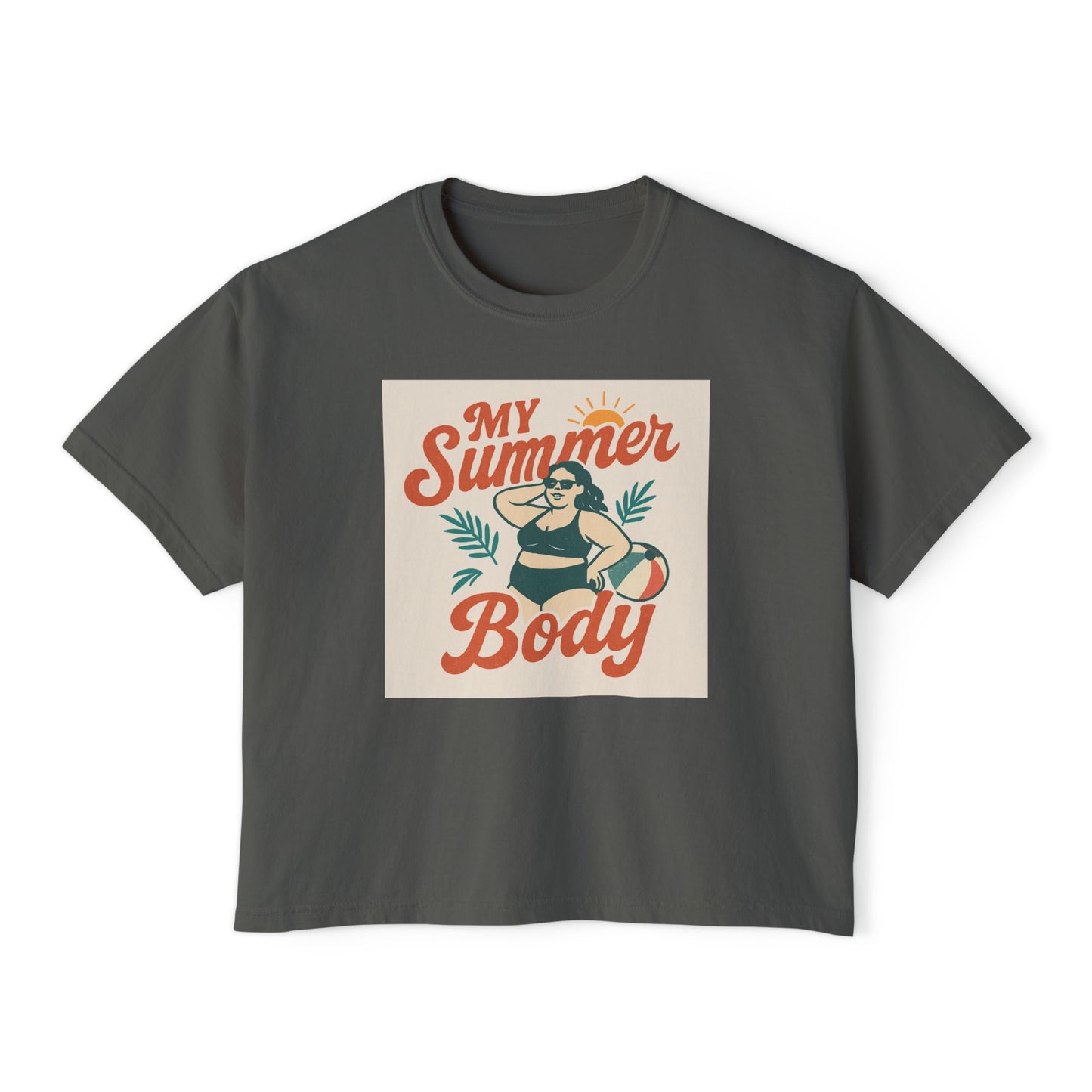 My Summer Body Boxy Tee — Retro Beach Graphic Women’s T‑Shirt