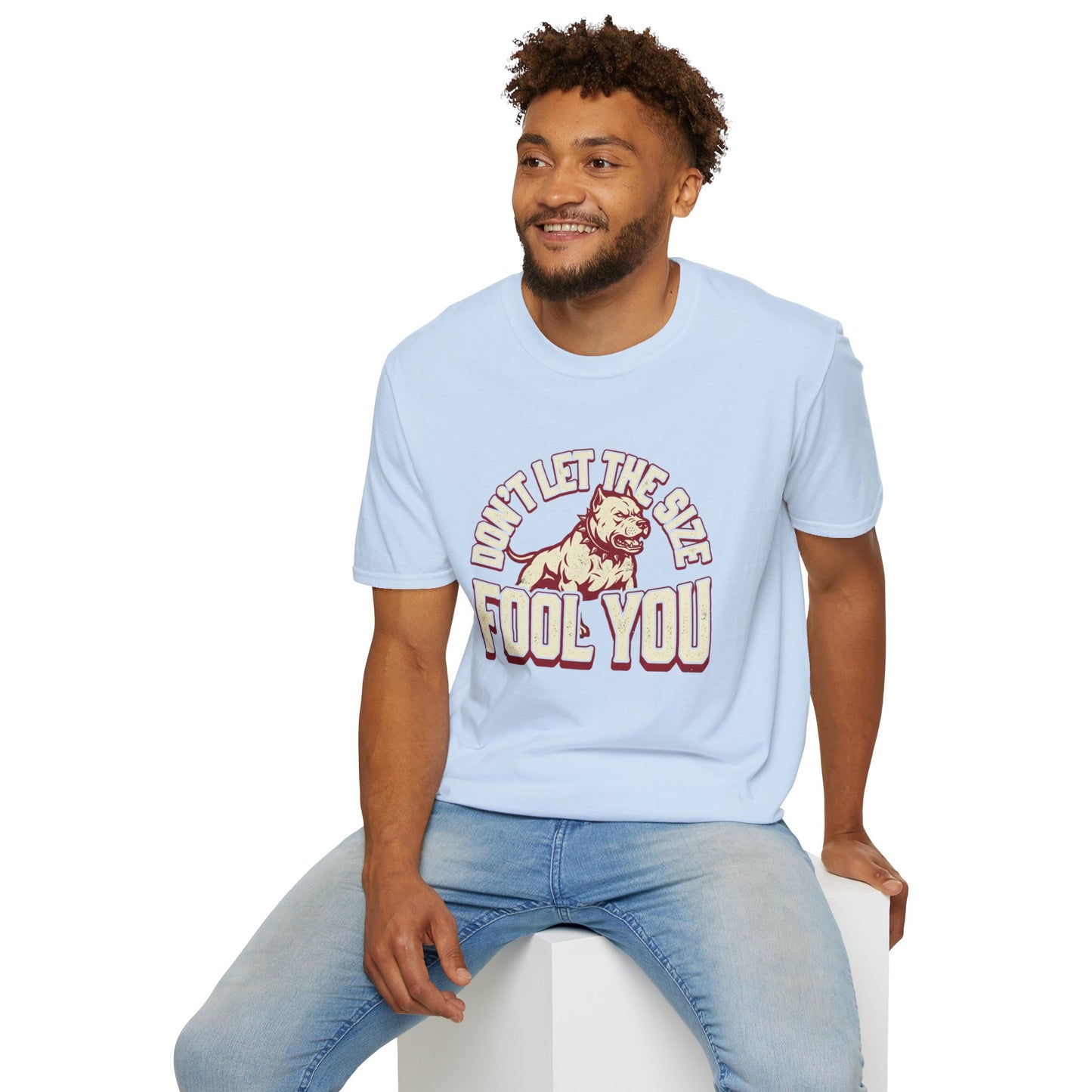 "Don’t Let The Size Fool You" Vintage Dog Tee-Pitbull Graphic T-Shirt