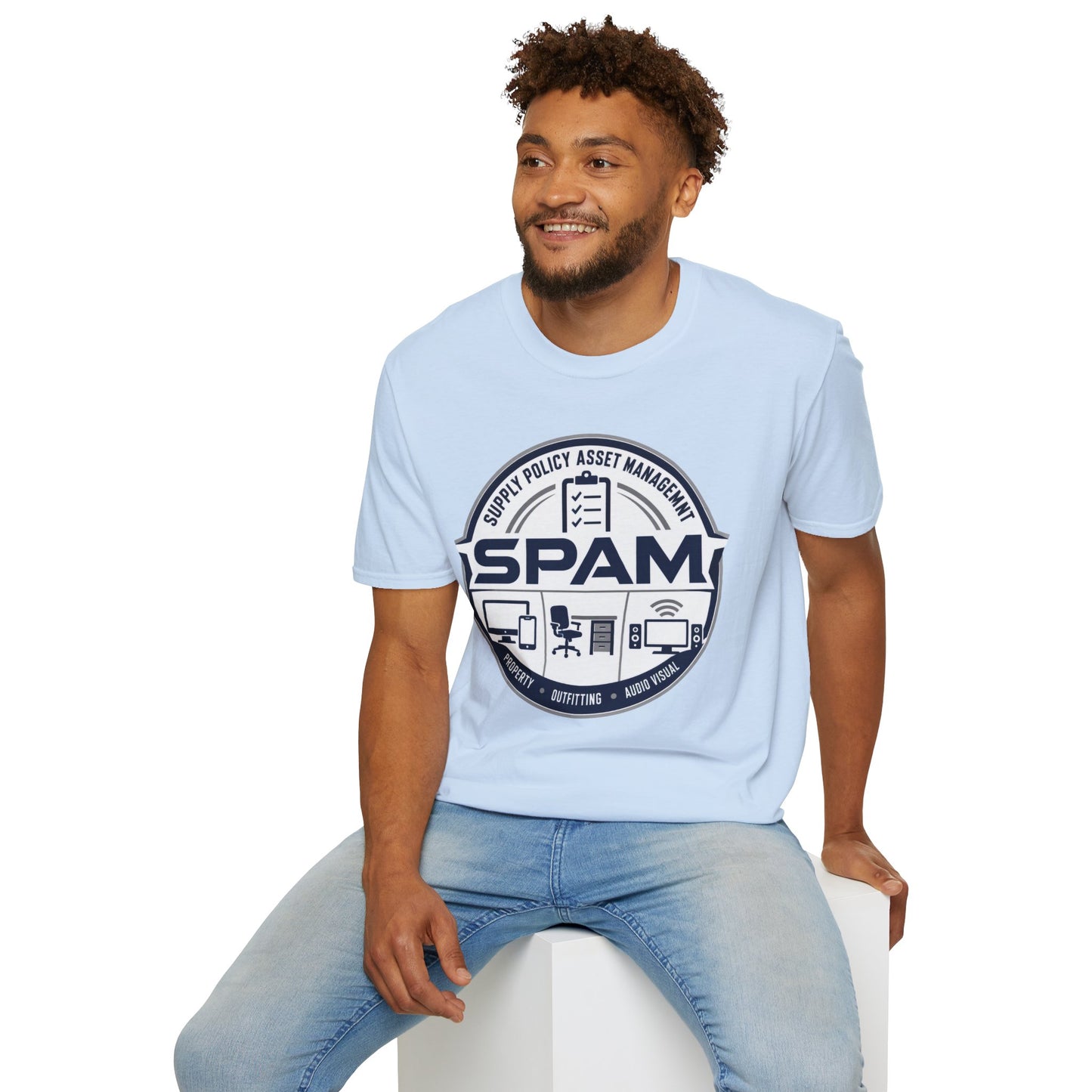 SPAM Supply Policy Asset Management T-Shirt — Logistics/ IT / Admin Graphic Tee