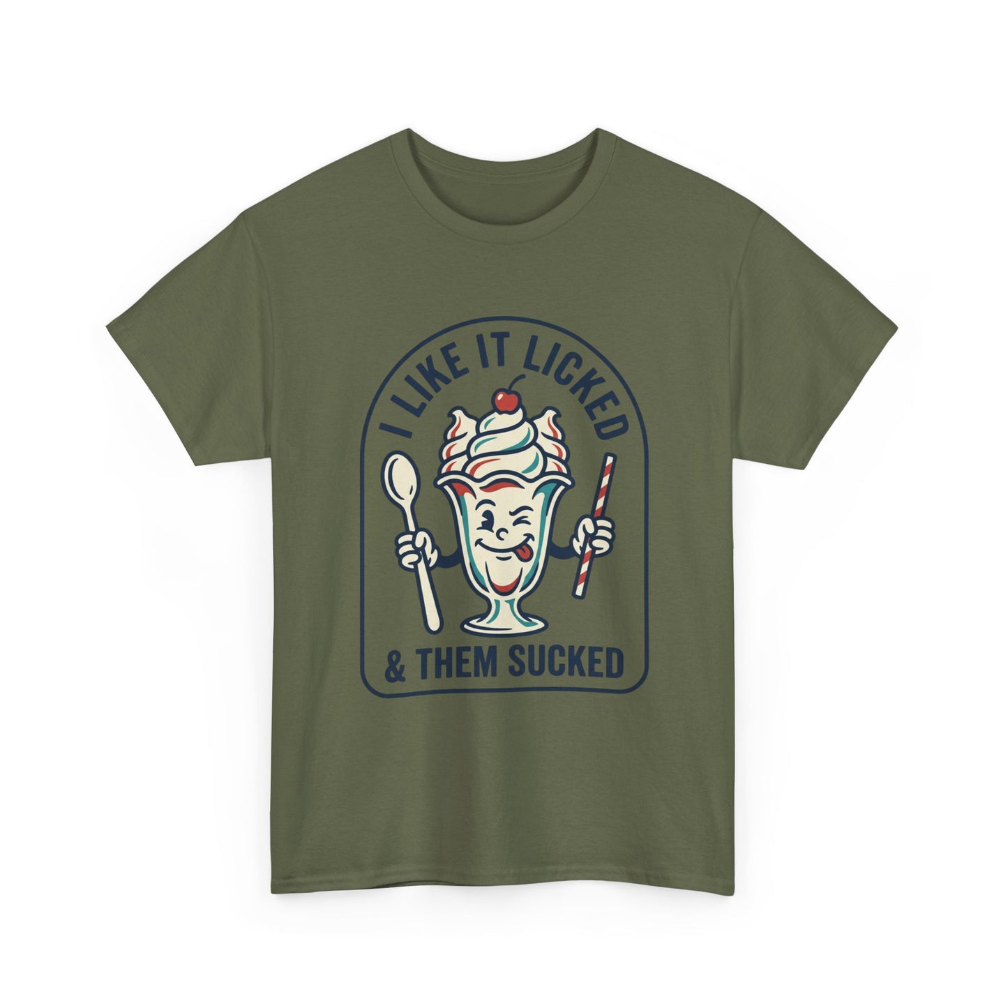 "I Like It Licked & Them Sucked" Retro Dessert Shirt - Ice Cream Sundae Tee