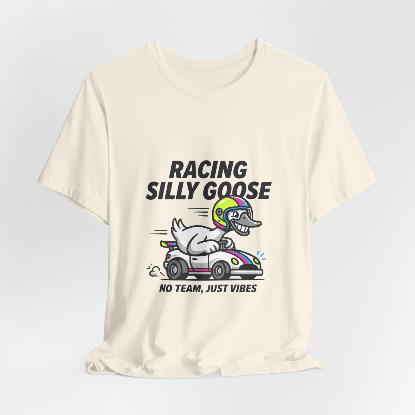 Racing Silly Goose Tee | motorsport parody, checkered race day humor