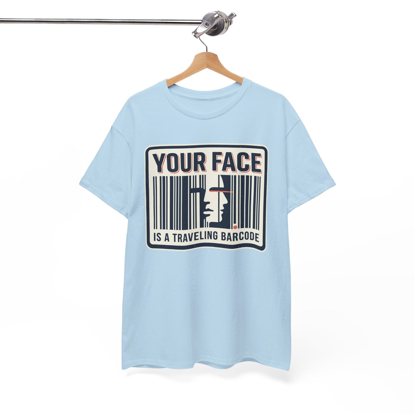 "Your Face Is a Traveling Barcode" Graphic Tee