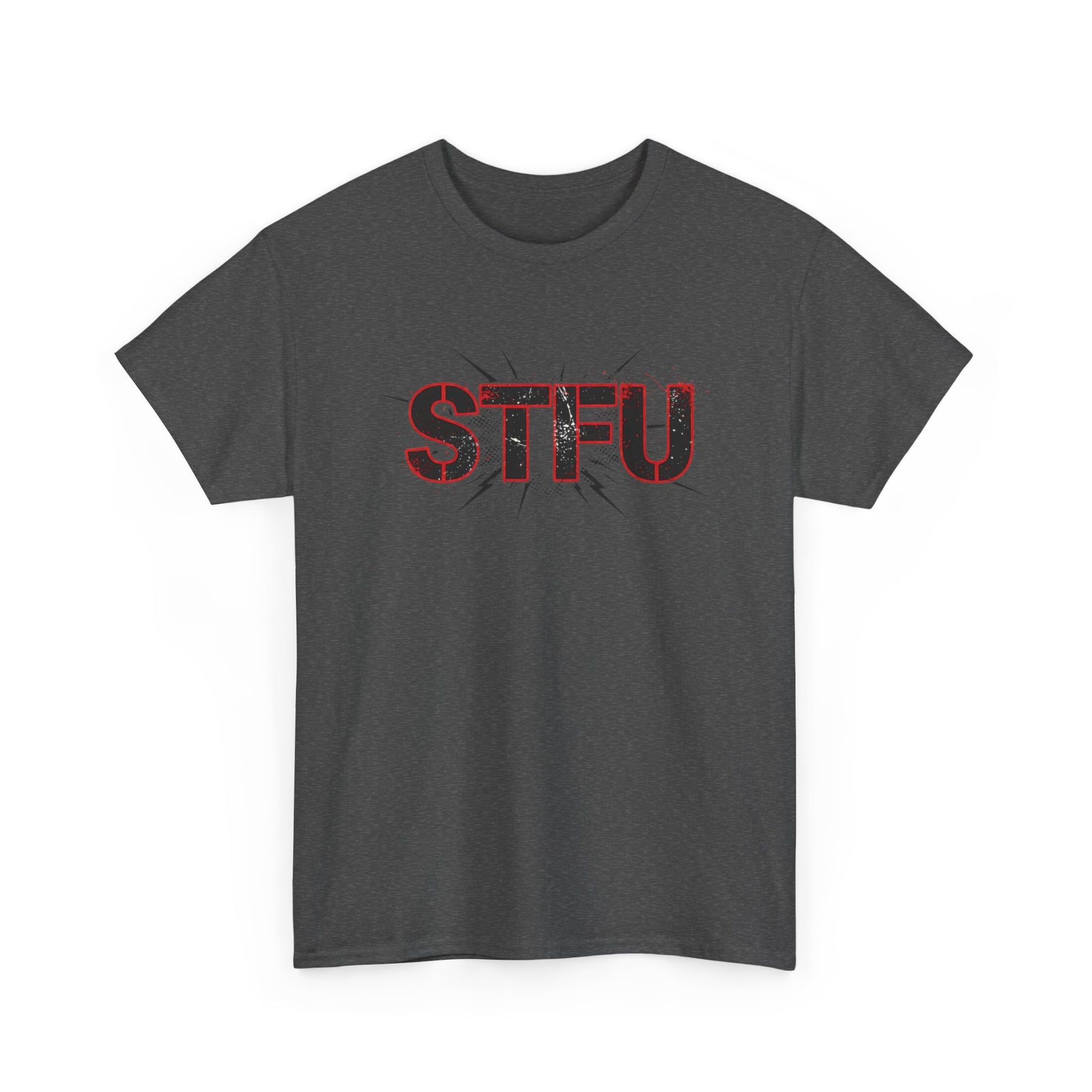 STFU Graphic Tee — Bold Distressed Text Shirt for Statement Style Printify