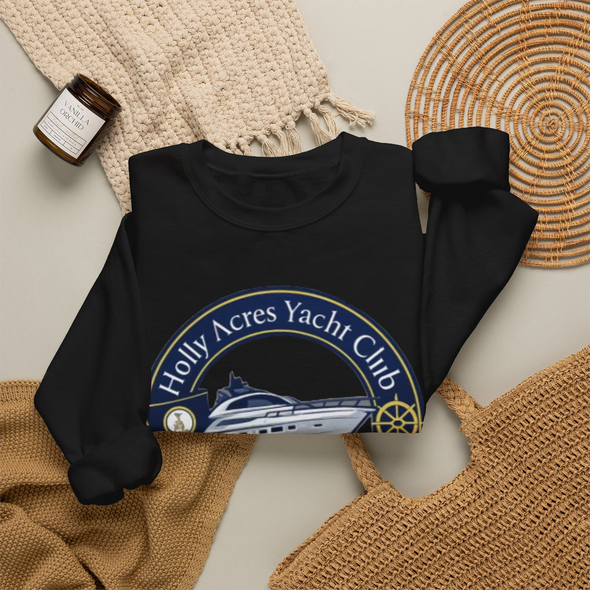 Virginia Yacht Club Crewneck Sweatshirt — "Holly Acres Yacht Club" Nautical Logo
