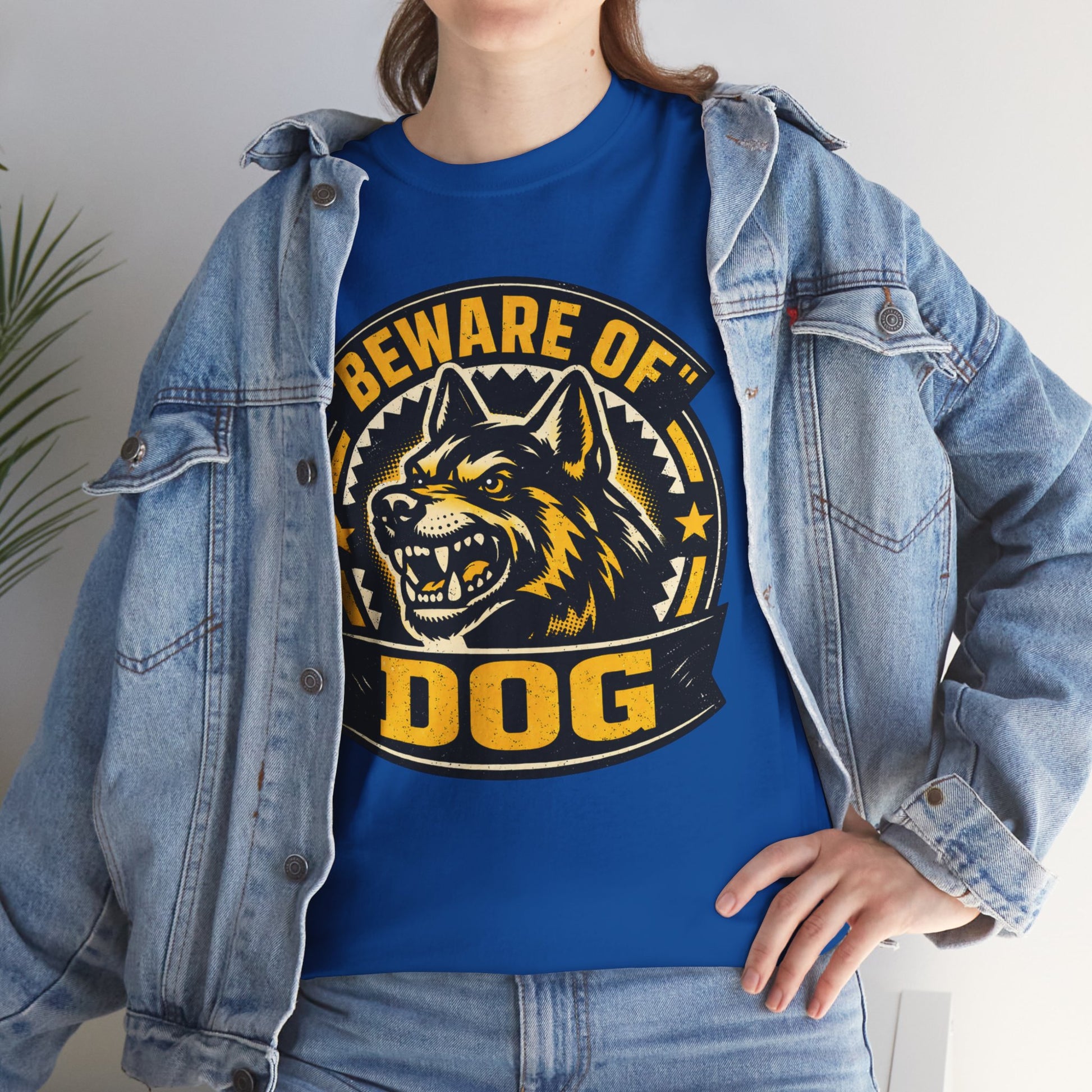 Beware of Dog T-Shirt — Retro Aggressive Dog Warning Graphic Tee Printify