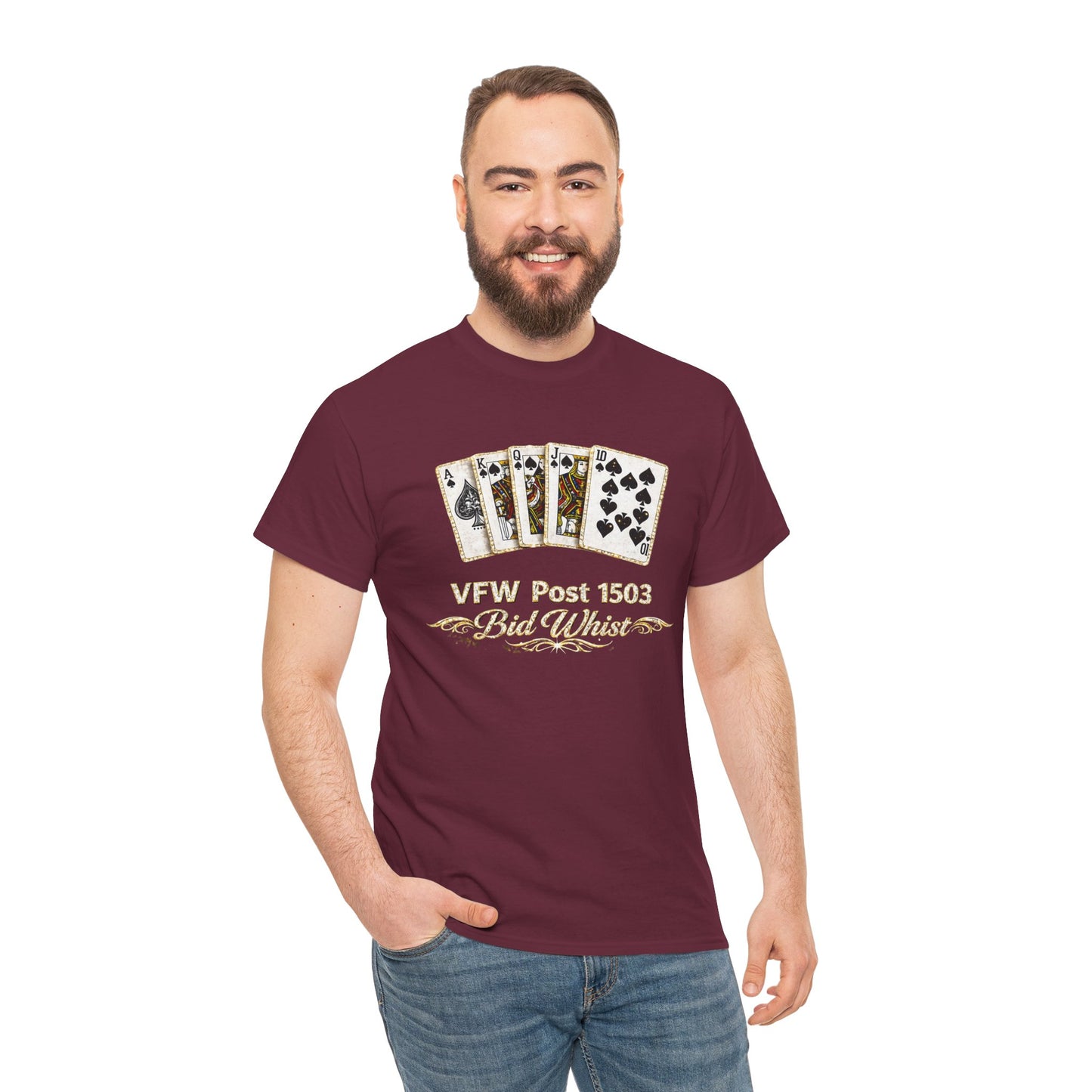 Veterans VFW Poker Night Tee – "VFW Post 1503" Playing Cards Design