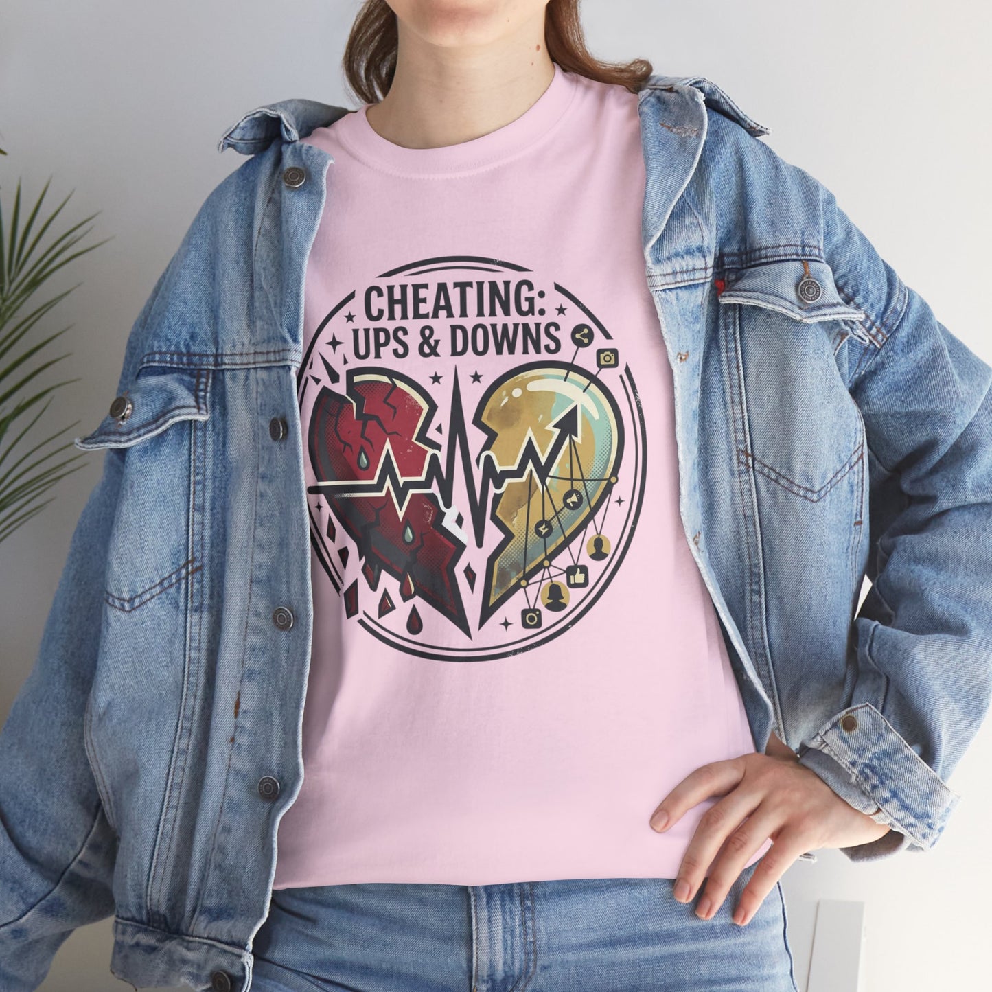 Cheating: Ups & Downs Broken Heart Graphic Tee Printify