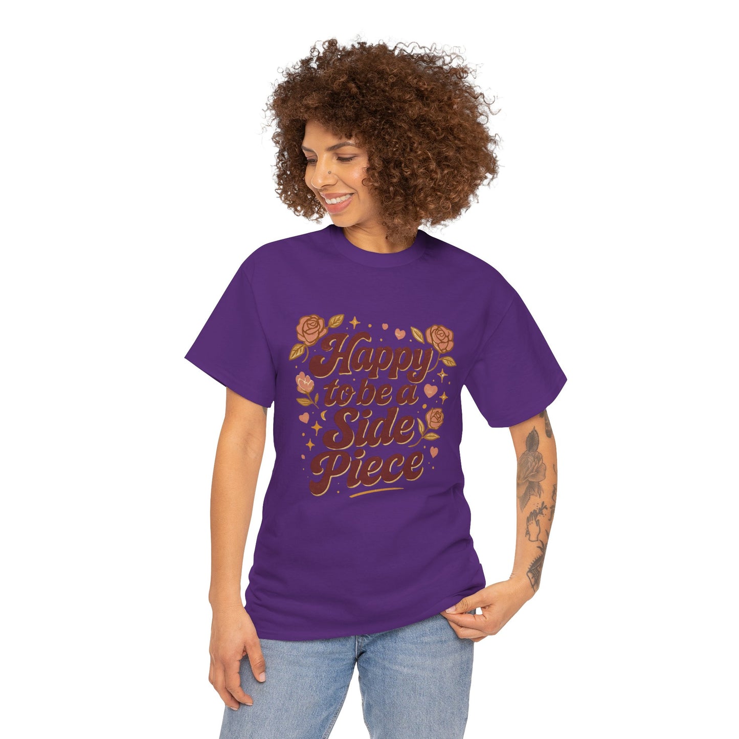 Happy to Be a Side Piece Tee — Retro Floral Statement T-Shirt