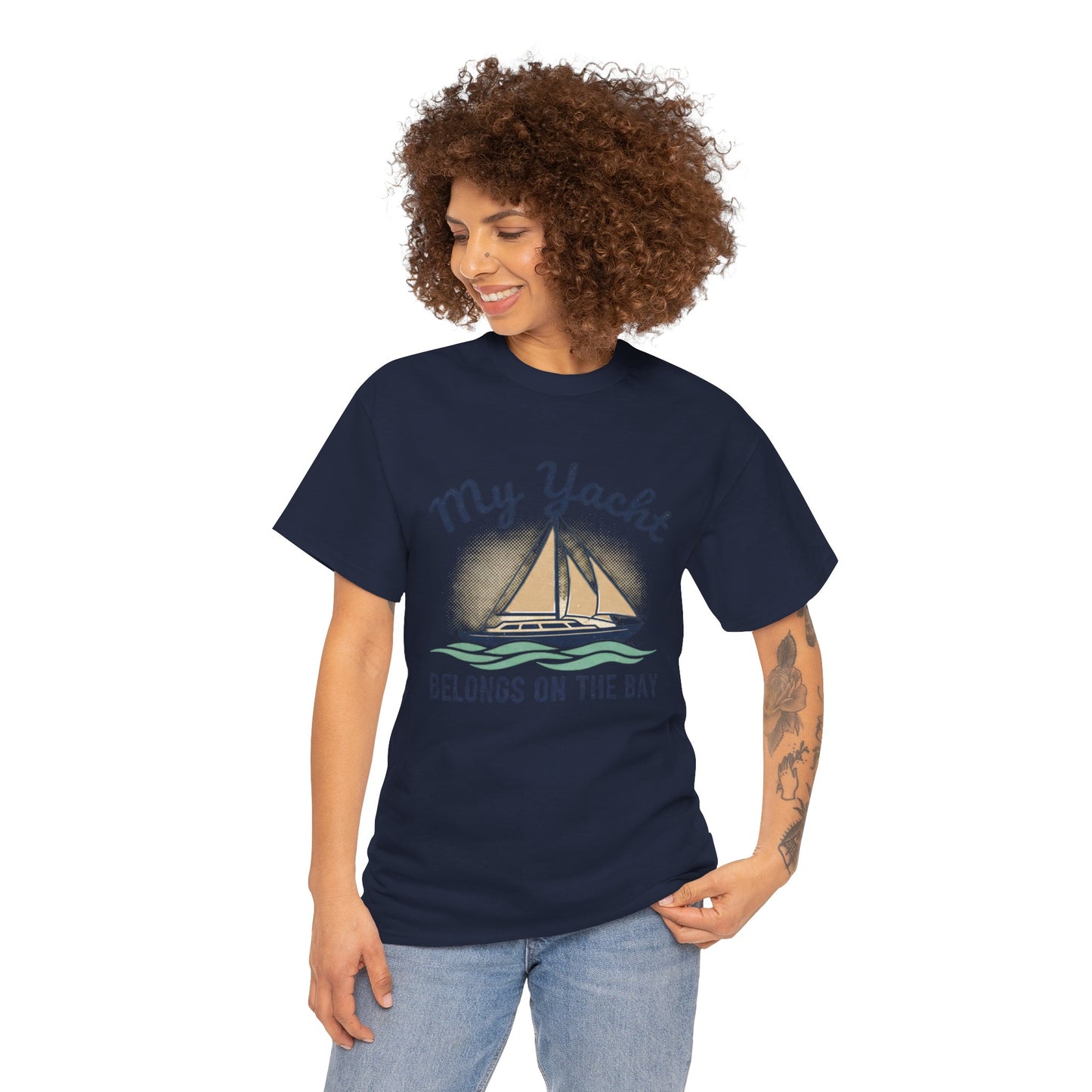 Sailboat Graphic Tee - "My Yacht Belongs on the Bay" Casual Nautical T-Shirt