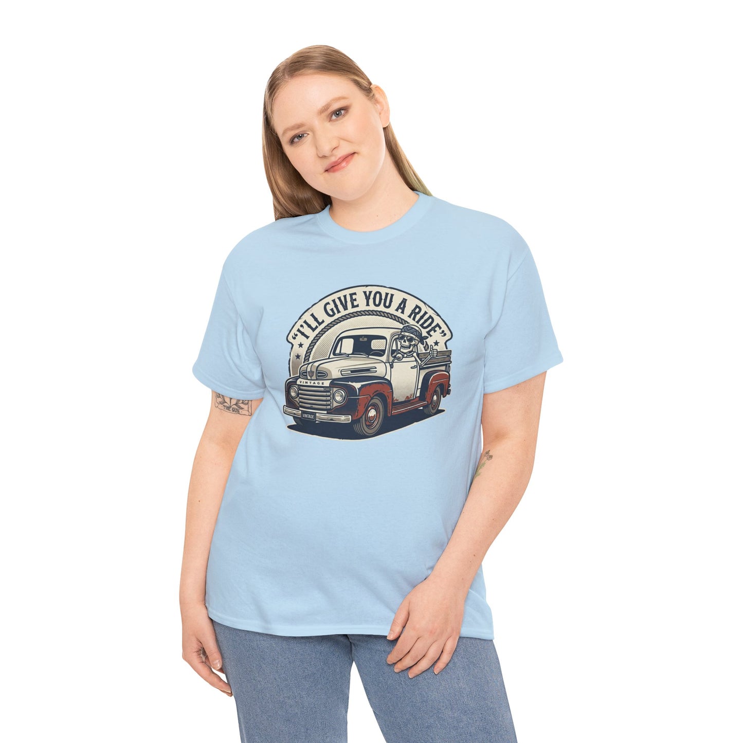 Vintage Pickup Truck T-Shirt — “I’ll Give You a Ride” Classic Retro Tee Printify