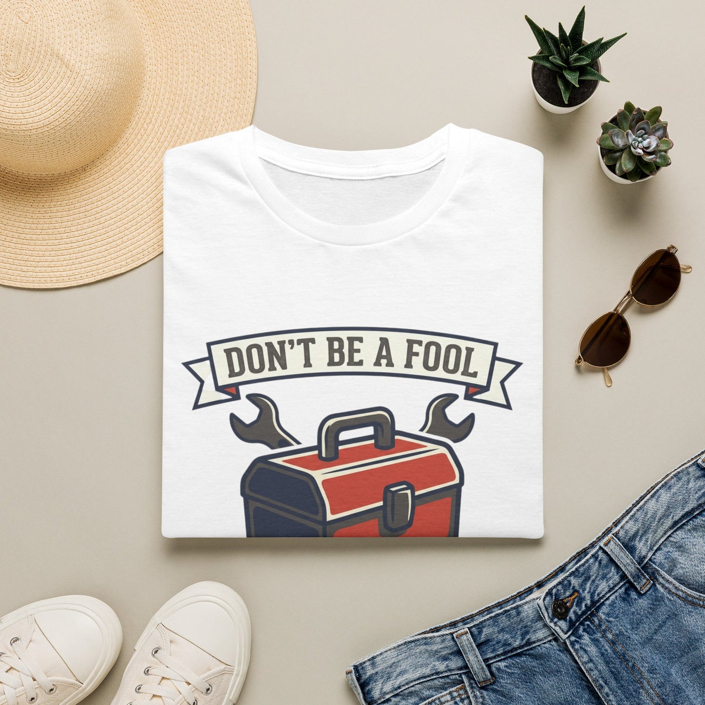 Don't Be a Fool Toolbox T‑Shirt — Wrap Your Tool Shirt for Mechanics & DIYers