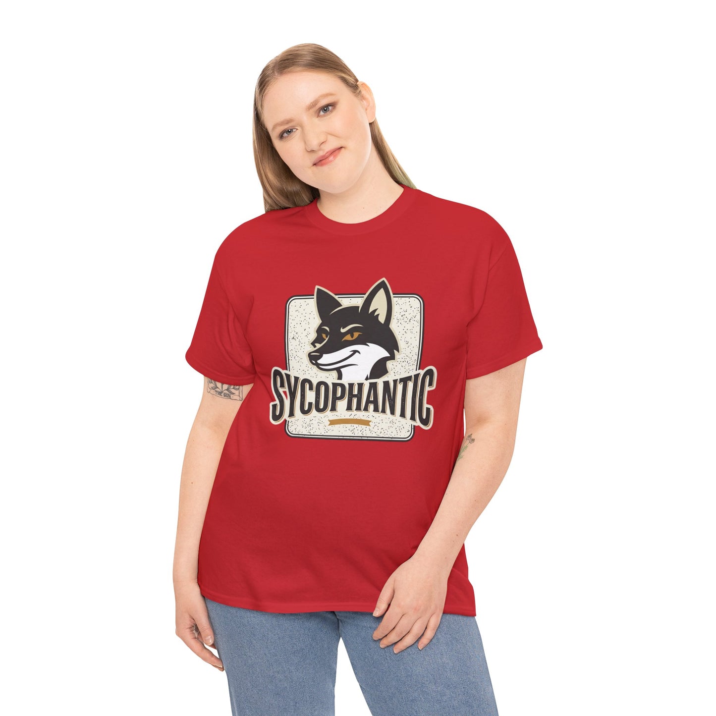 Sycophantic Fox Graphic Tee — Retro Animal Logo T-Shirt