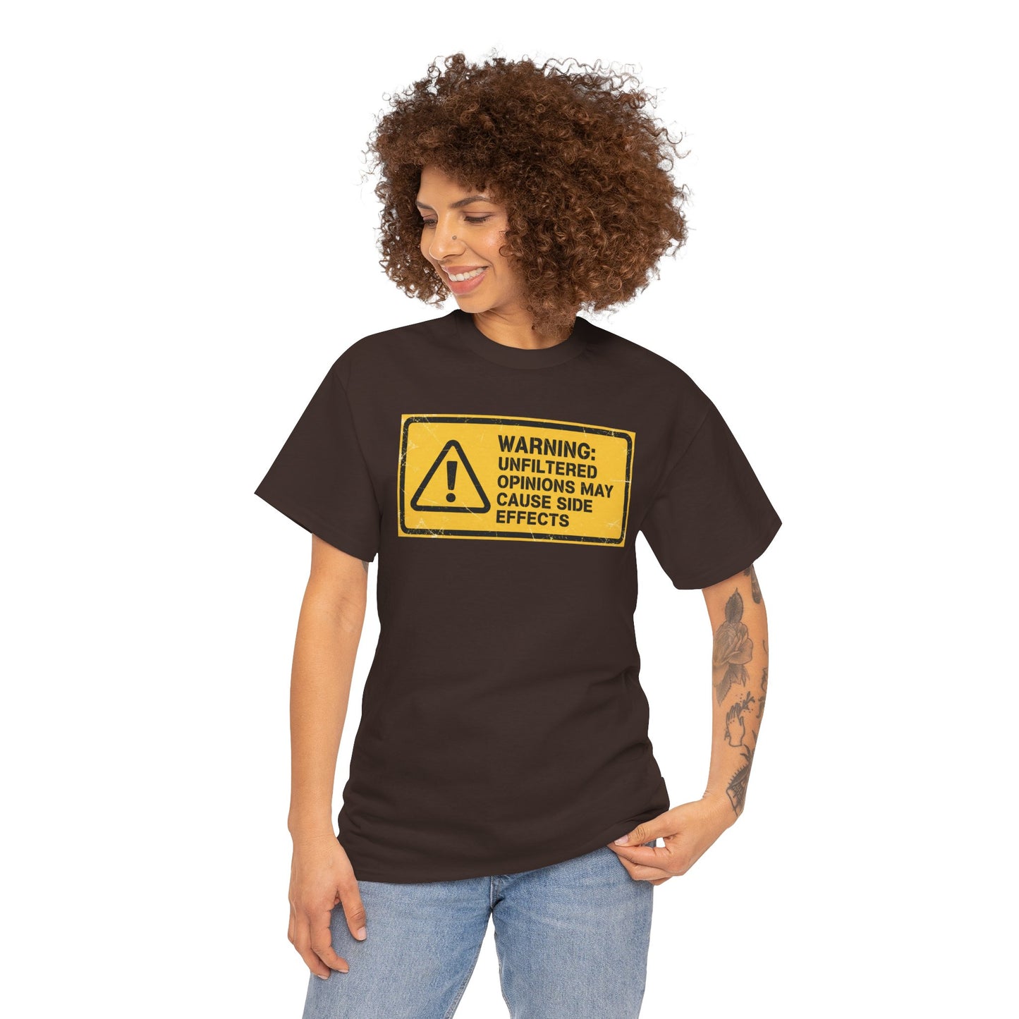 T-Shirt — "Warning: Unfiltered Opinions May Cause Side Effects" Graphic Tee