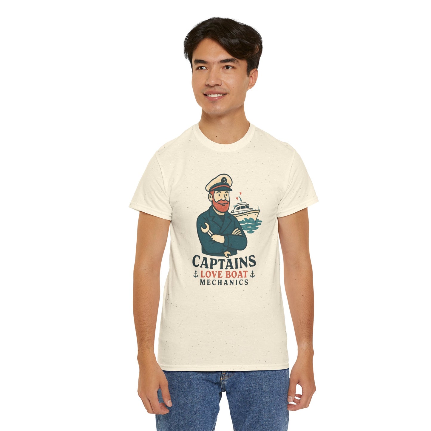 Captain Mechanics T‑Shirt — "Captains Love Boat Mechanics" Nautical Crew Tee