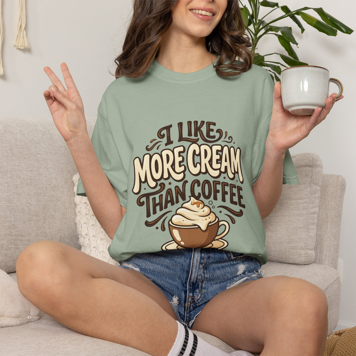 Coffee Tee — "I Like More Cream Than Coffee" Graphic T-Shirt