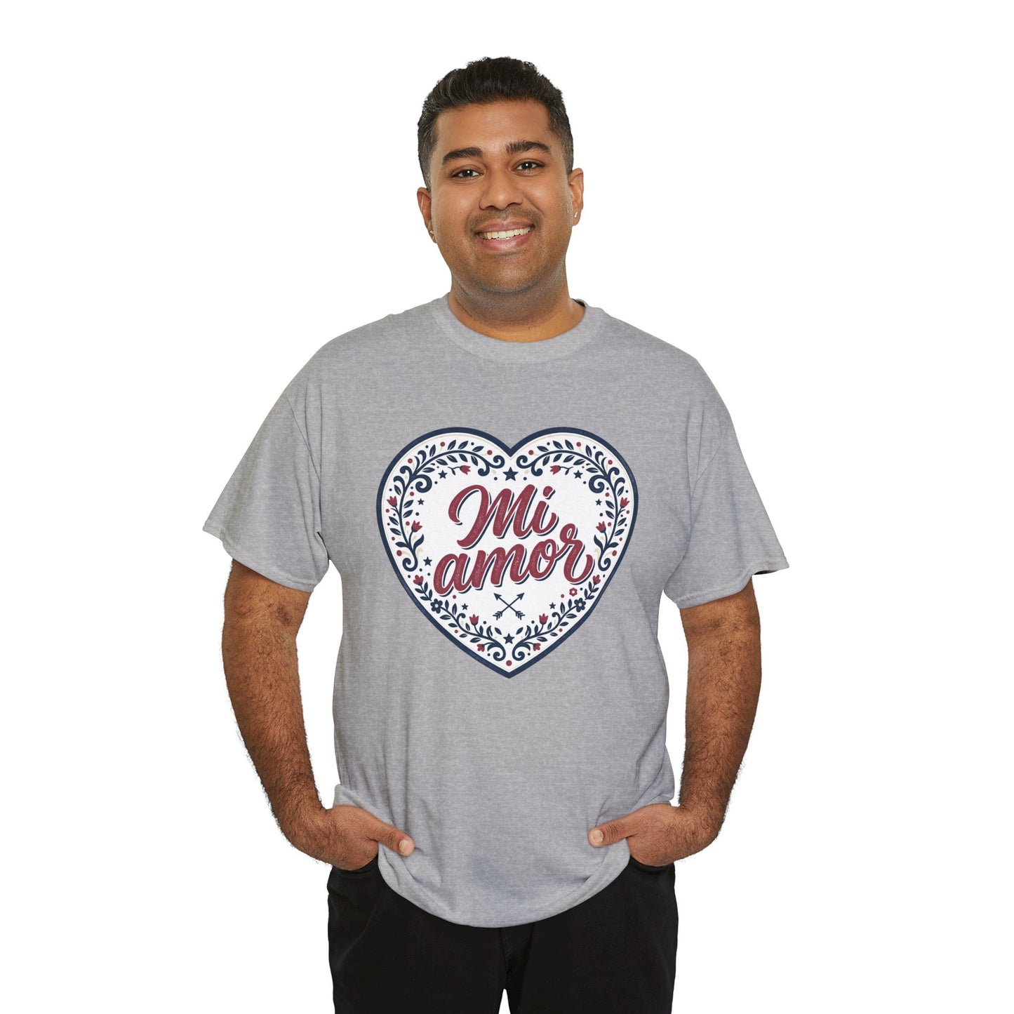 Mi Amor Heart T-Shirt — Romantic Floral Graphic Tee for Valentine’s Day
