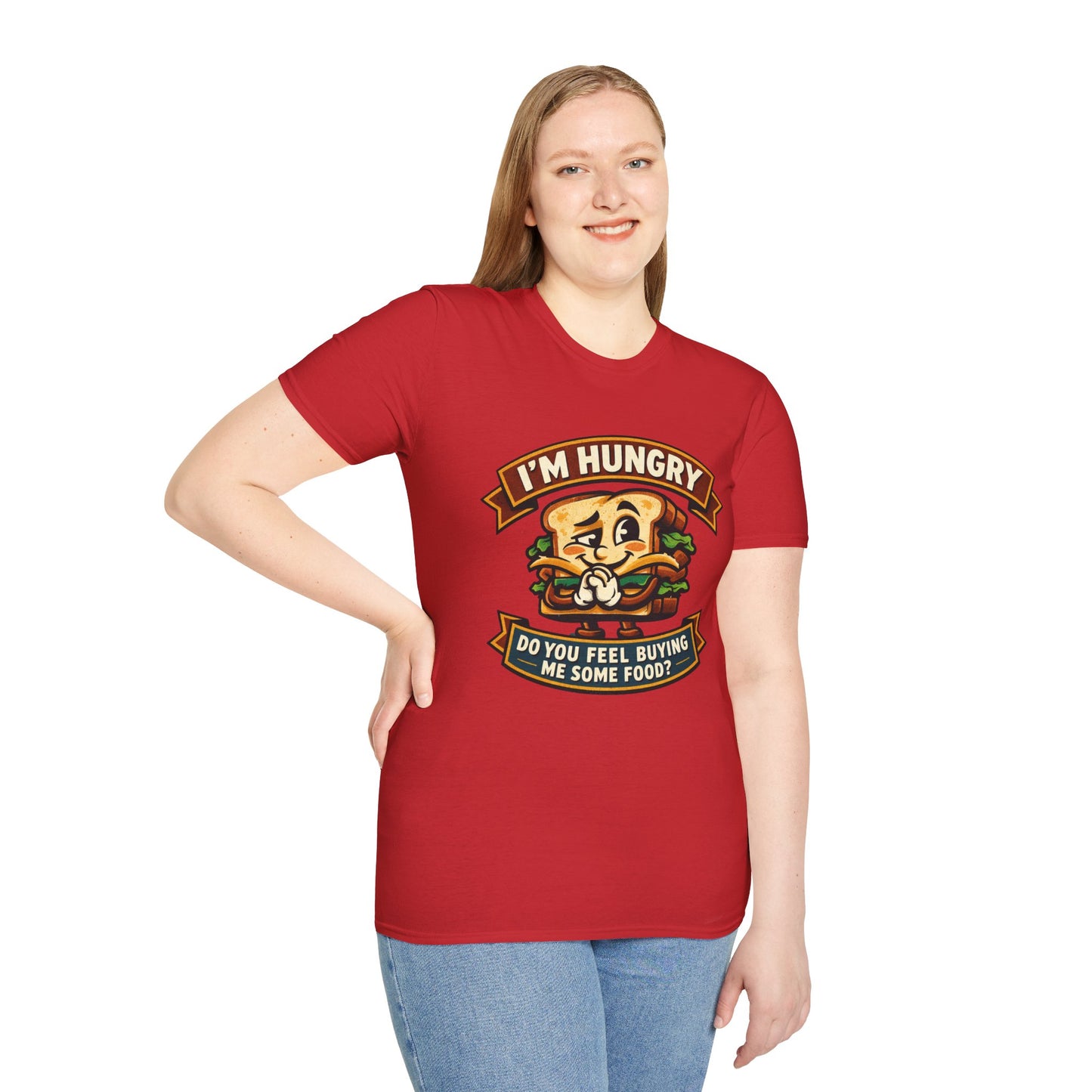 I'm Hungry Burger Graphic T-Shirt — "Do You Feel Buying Me Some Food?" Funny Foodie Tee