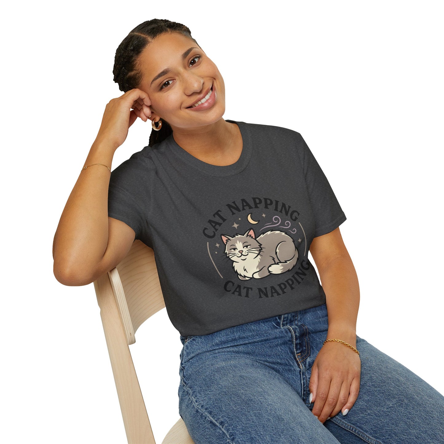 Cat Napping T-Shirt — Cute Sleeping Cat Graphic Tee for Cat Lovers