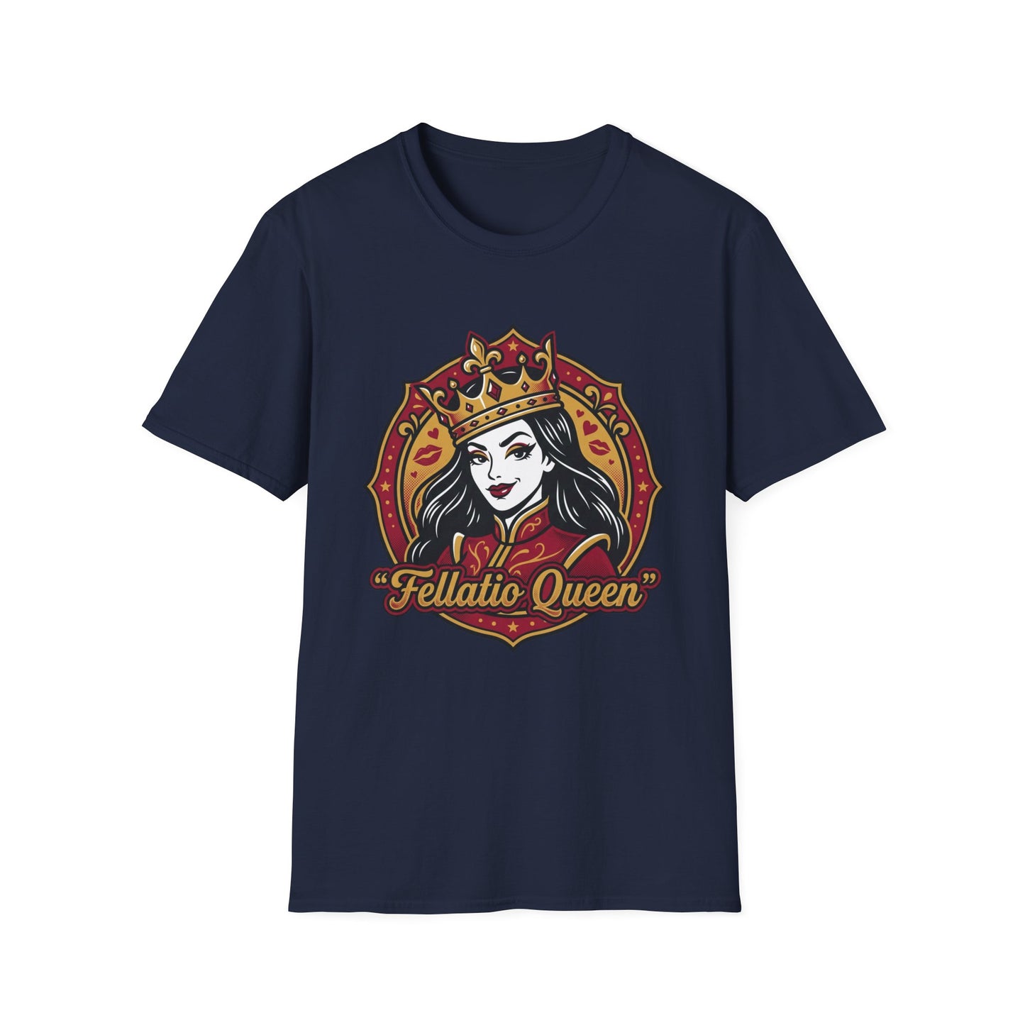 "Fellatio Queen" Retro Pinup Crown Graphic Tee Printify