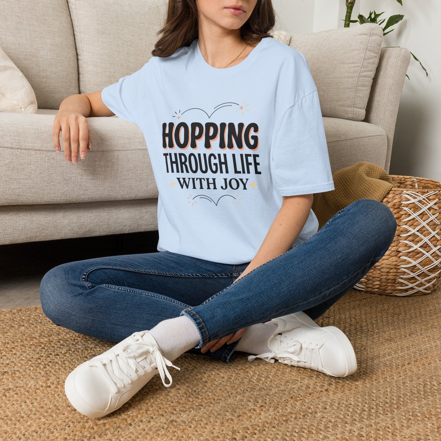 Hopping Through Life Tee — "Hopping Through Life with Joy" Inspirational Graphic T-Shirt