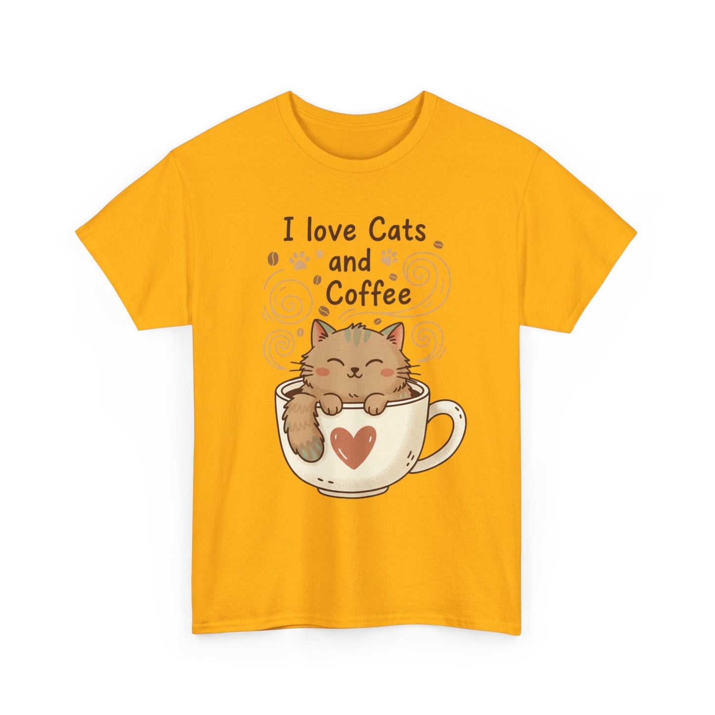 Cat and Coffee T‑Shirt — "I Love Cats and Coffee" Cute Cat in Mug Tee